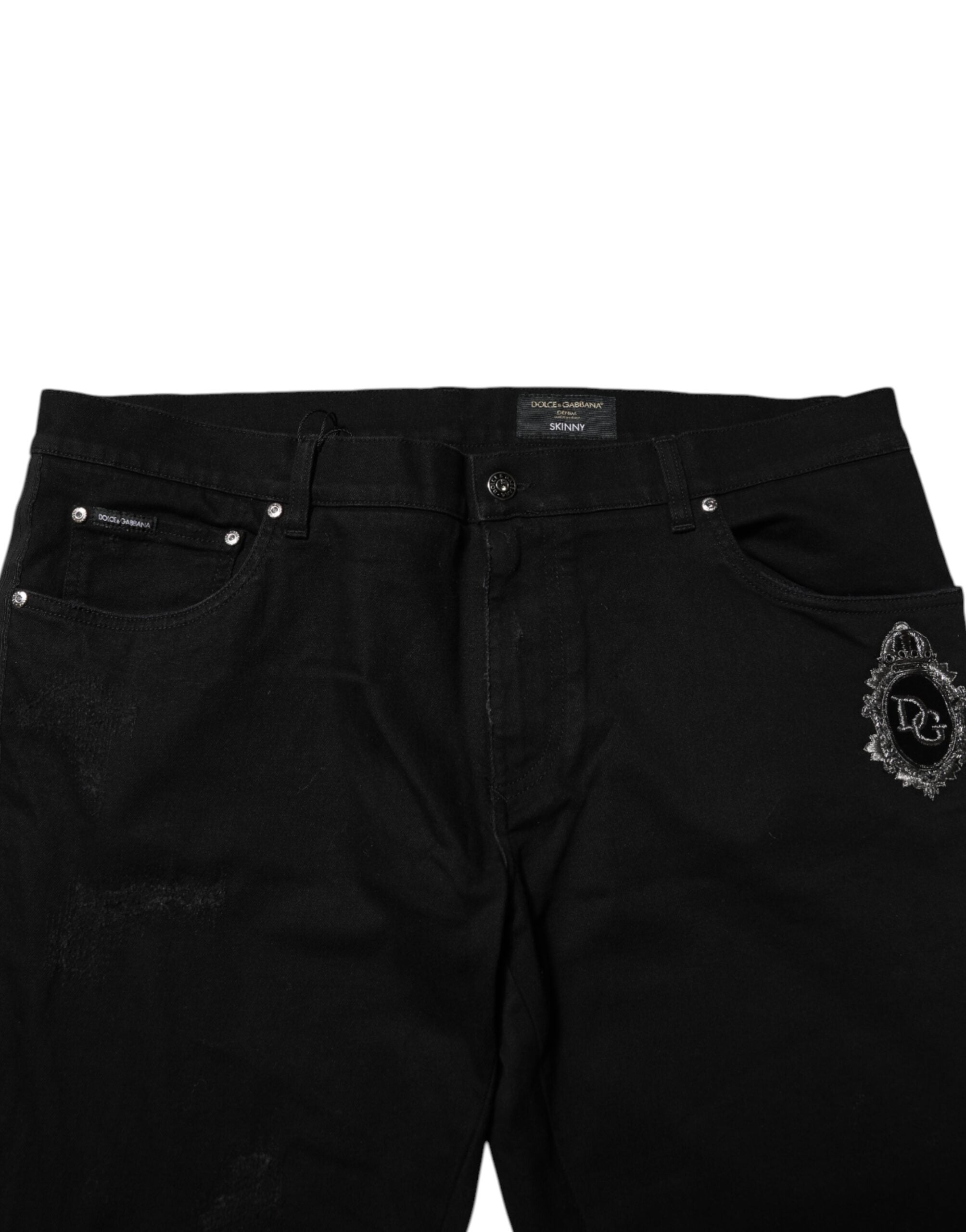 Dolce & Gabbana Schwarz Baumwolle Skinny Männer Denim Jeans