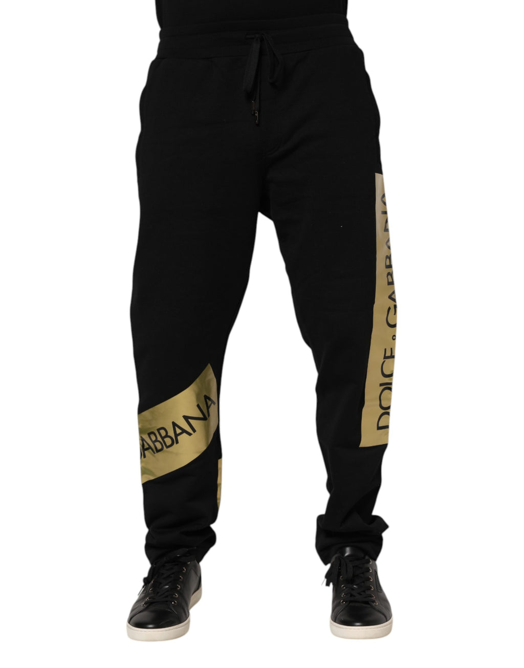 Dolce & Gabbana Black Cotton Logo-Tape Men's Jogger Pants