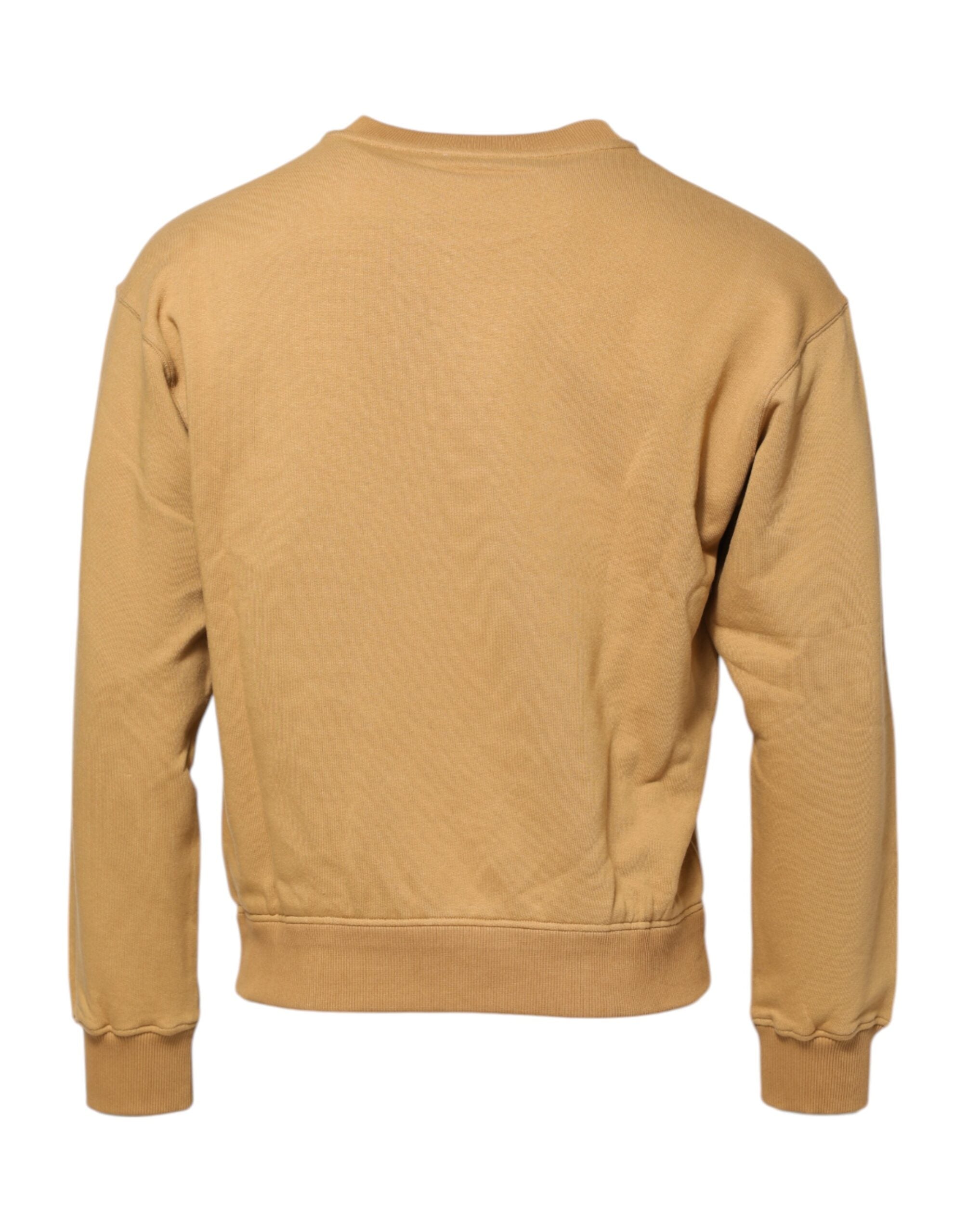 Dolce & Gabbana Mustard Yellow Cotton Jumper with DG Embossing