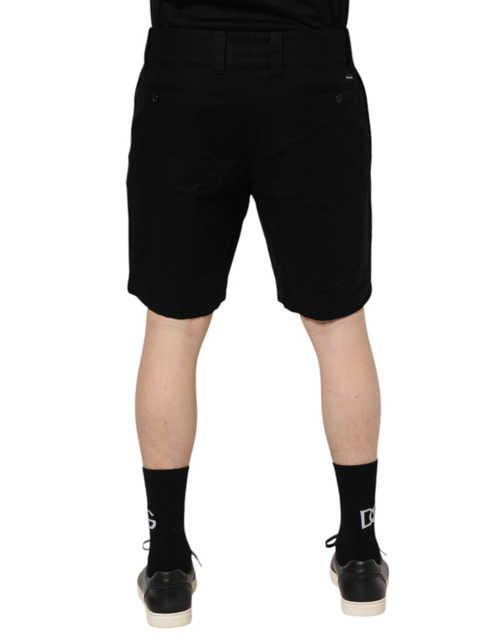 Dolce & Gabbana Schwarze knielange Herren Bermudashorts aus Baumwolle
