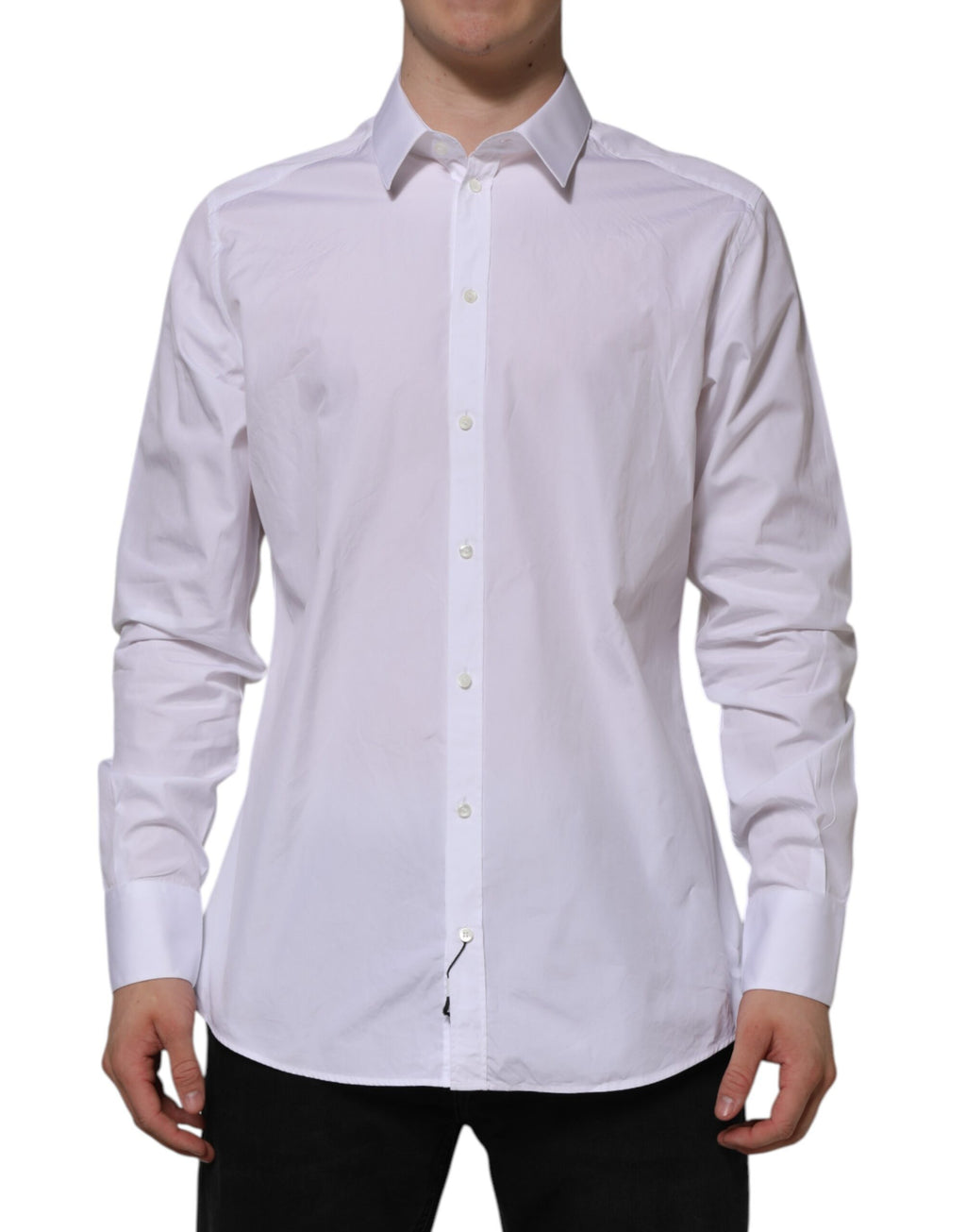 Dolce & Gabbana White Long-Sleeve Cotton GOLD Formal Shirt