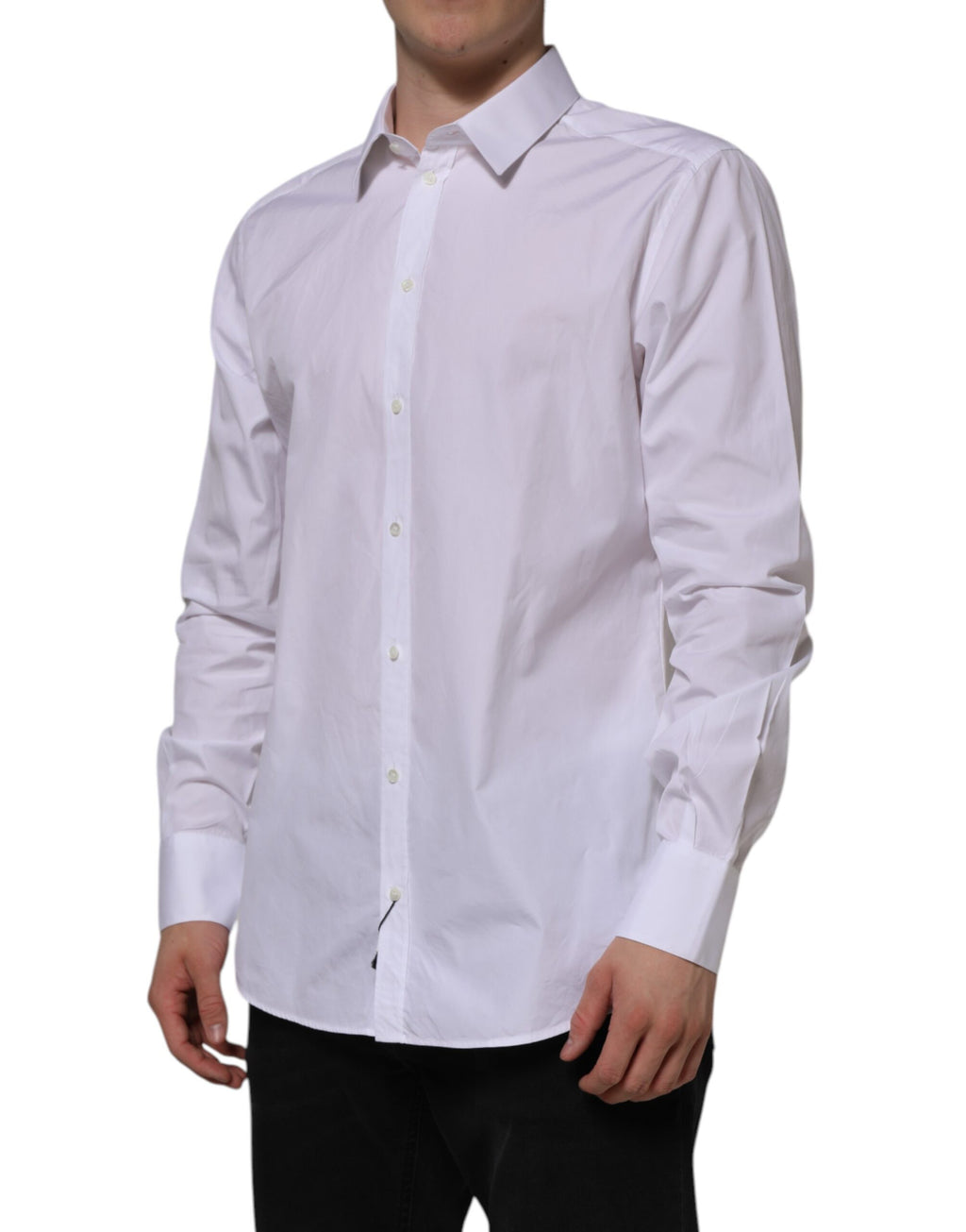 Dolce & Gabbana White Long-Sleeve Cotton GOLD Formal Shirt