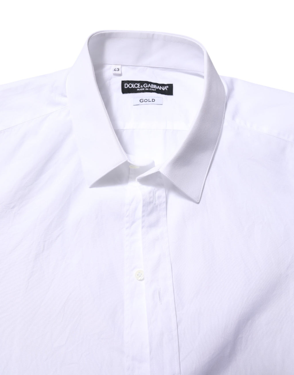 Dolce & Gabbana White Long-Sleeve Cotton GOLD Formal Shirt