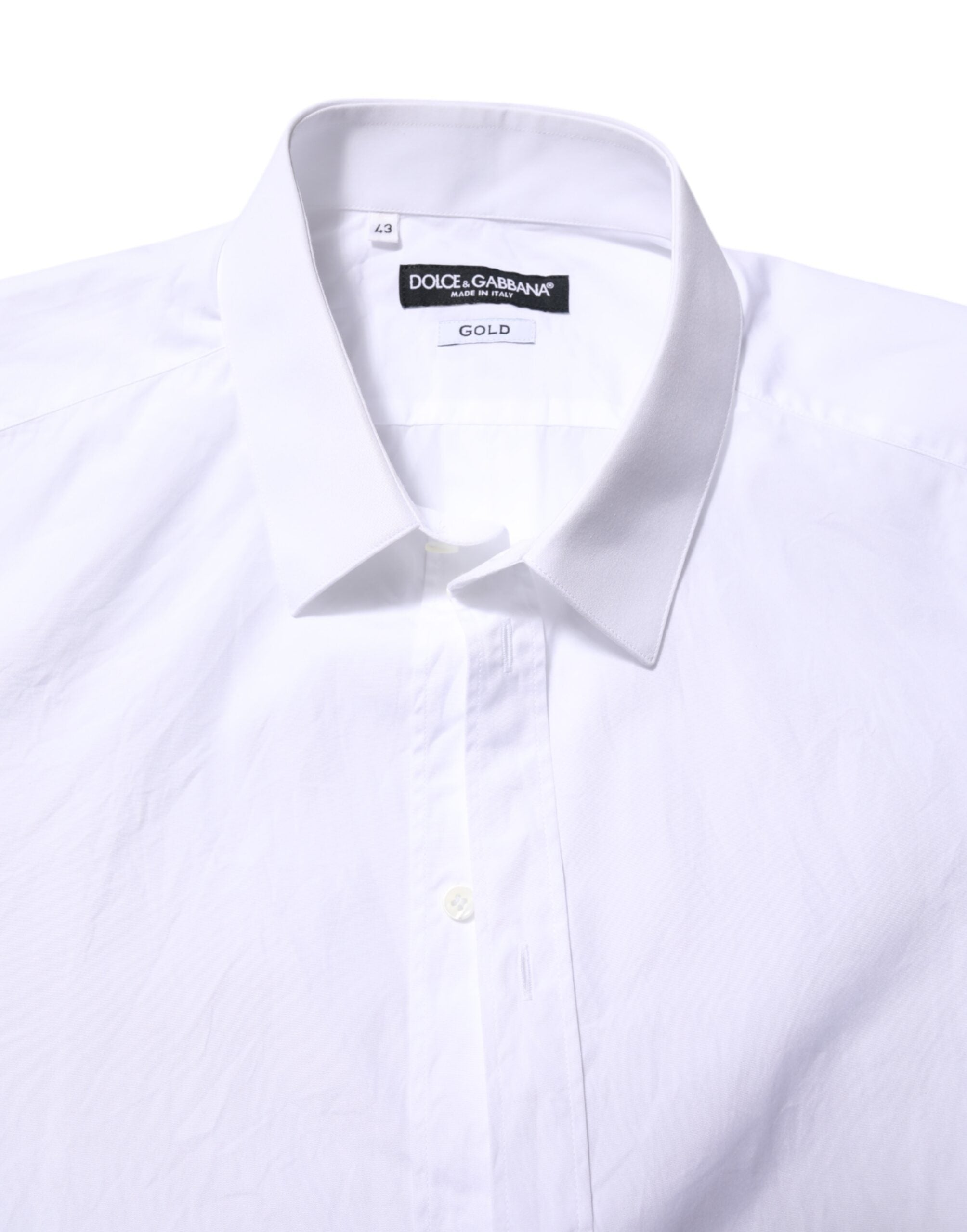 Dolce & Gabbana White Long-Sleeve Cotton GOLD Formal Shirt