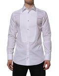 Dolce & Gabbana White Bib Cotton Poplin GOLD Men's Formal Shirt