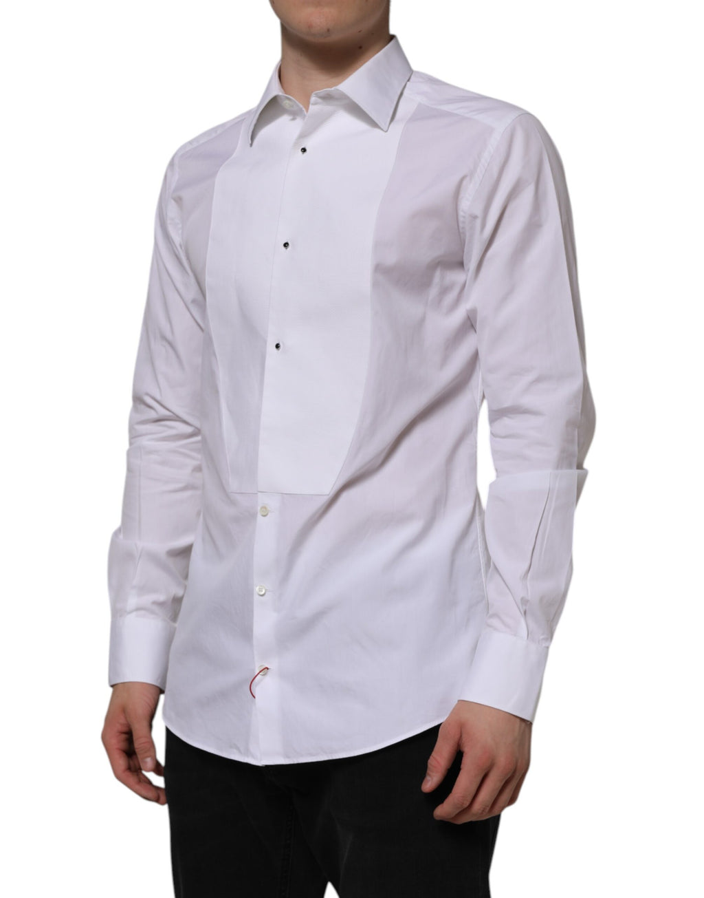Dolce & Gabbana White Bib Cotton Poplin GOLD Men's Formal Shirt