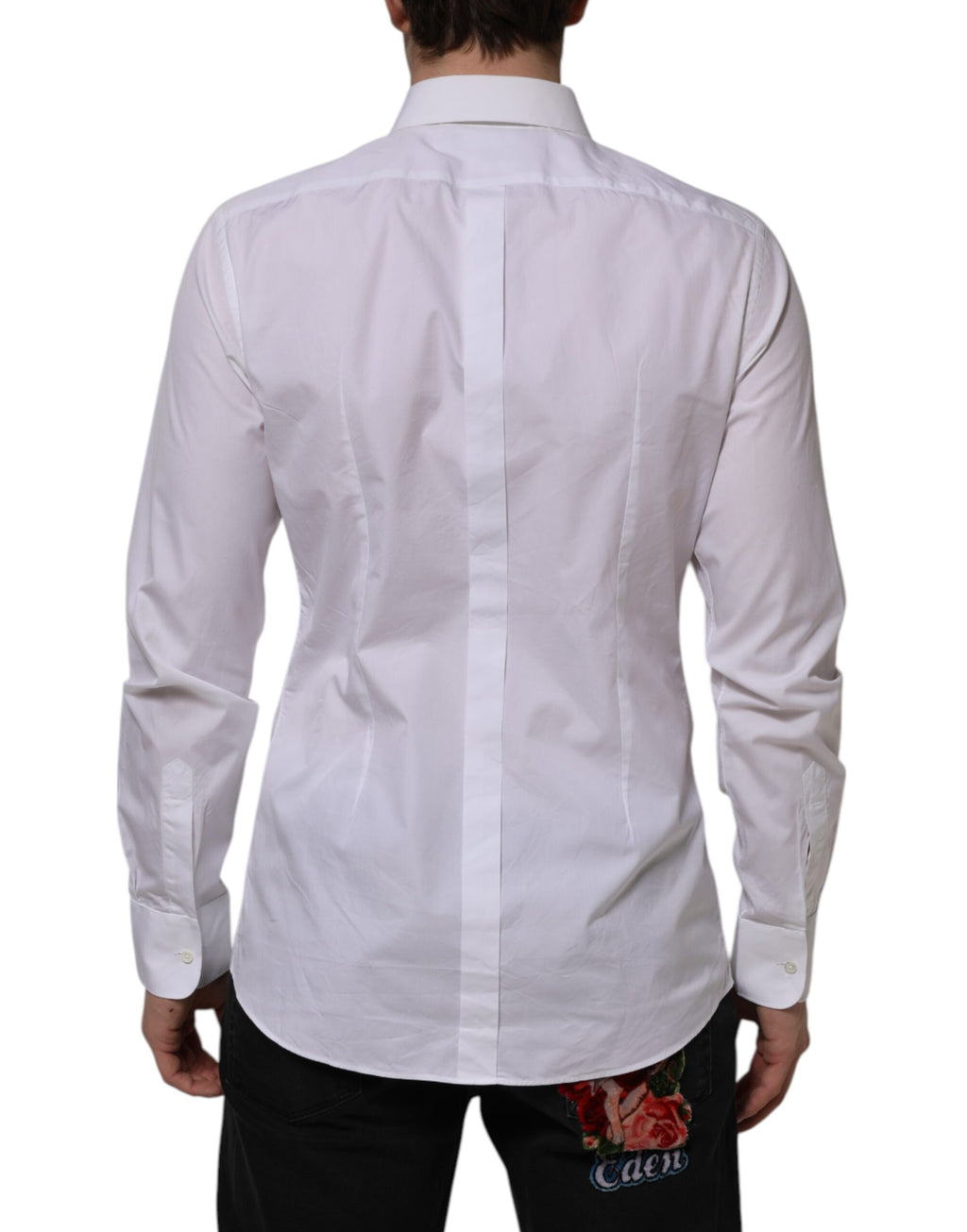Dolce & Gabbana White Bib Cotton Poplin GOLD Men's Formal Shirt
