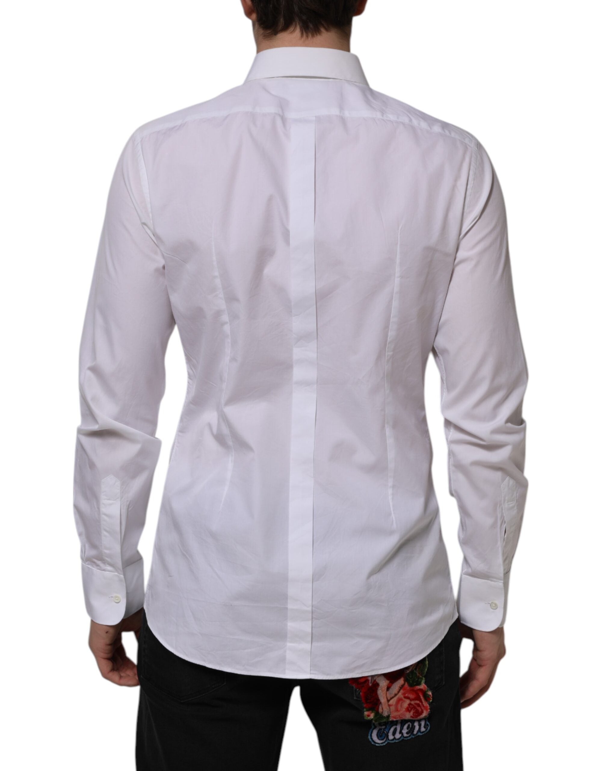Dolce & Gabbana White Bib Cotton Poplin GOLD Men's Formal Shirt