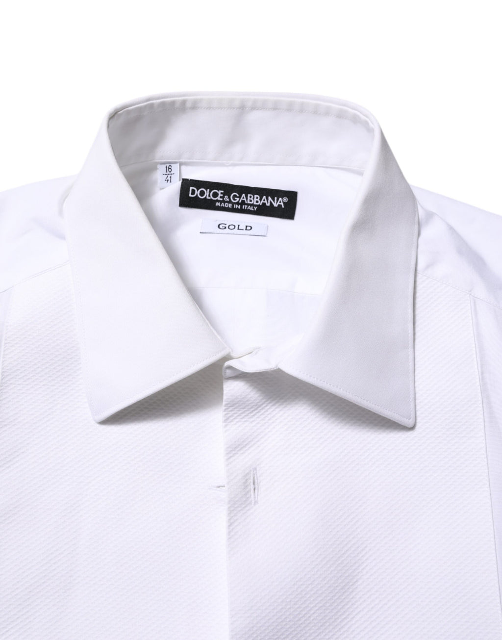 Dolce & Gabbana White Bib Cotton Poplin GOLD Men's Formal Shirt