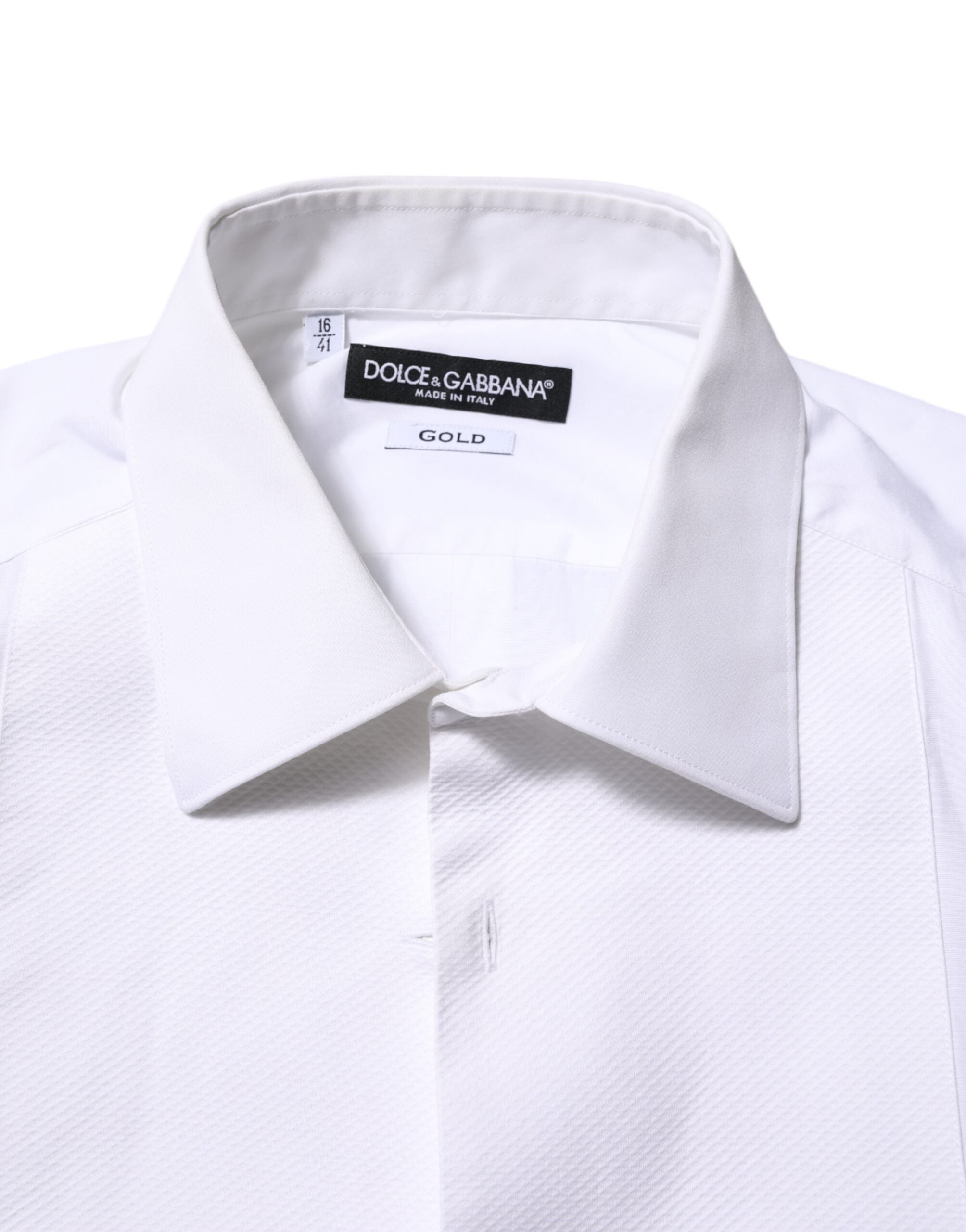 Dolce & Gabbana White Bib Cotton Poplin GOLD Men's Formal Shirt
