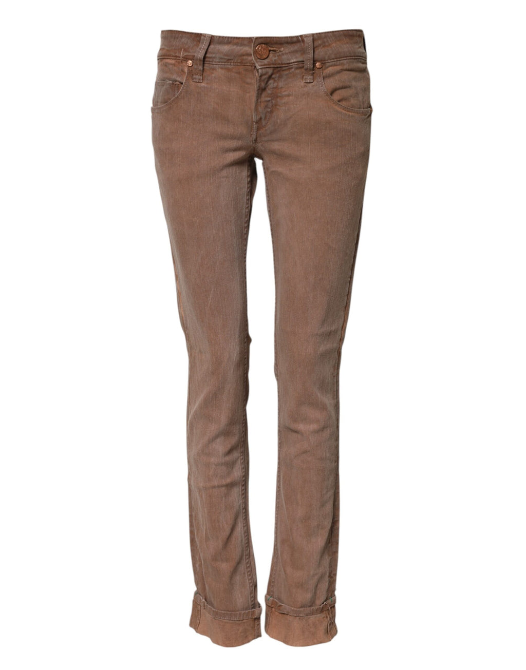Eight brown slim-fit low-rise cotton denim jeans