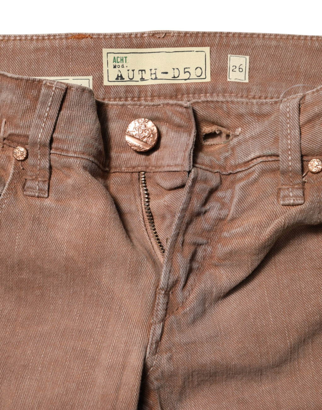 Eight brown slim-fit low-rise cotton denim jeans