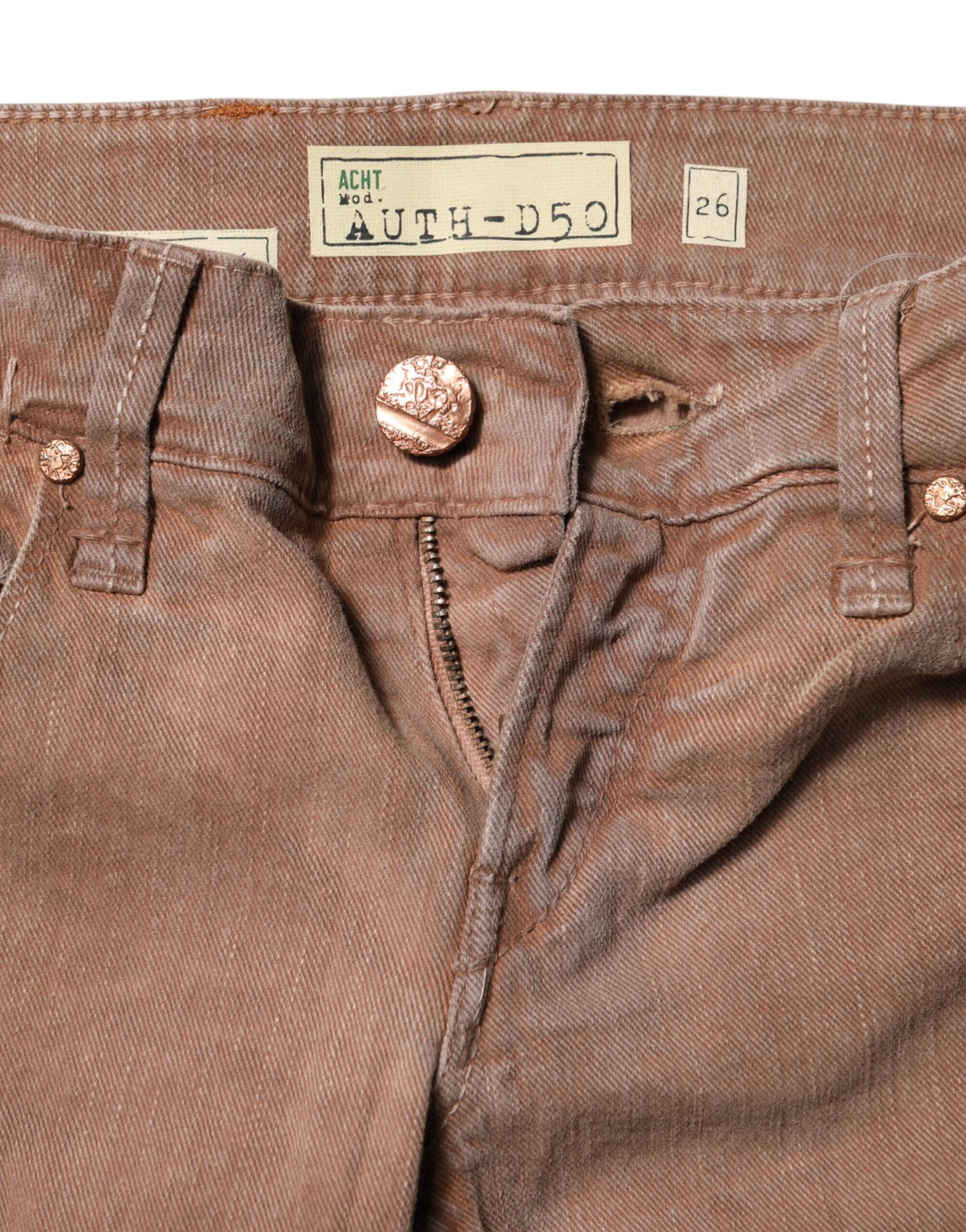 Eight brown slim-fit low-rise cotton denim jeans