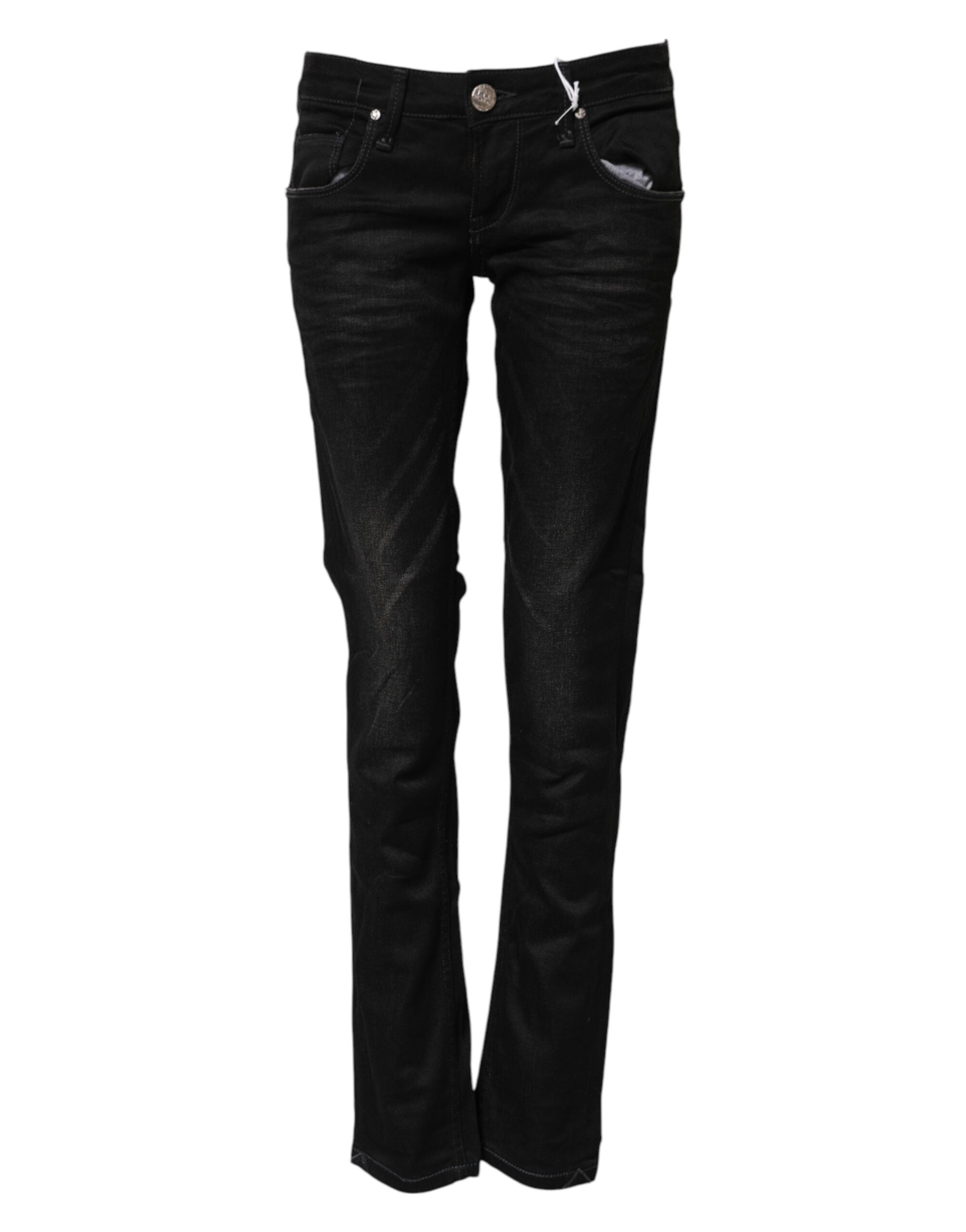 Eight pairs of black low-rise slim-fit cotton denim jeans