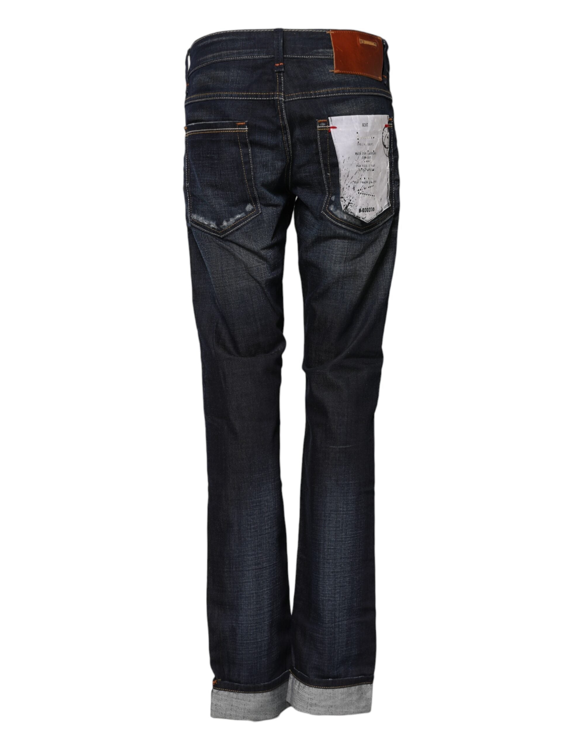 Acht Blaue Denim-Jeans mit mittlerer Taille aus gewaschener Baumwolle