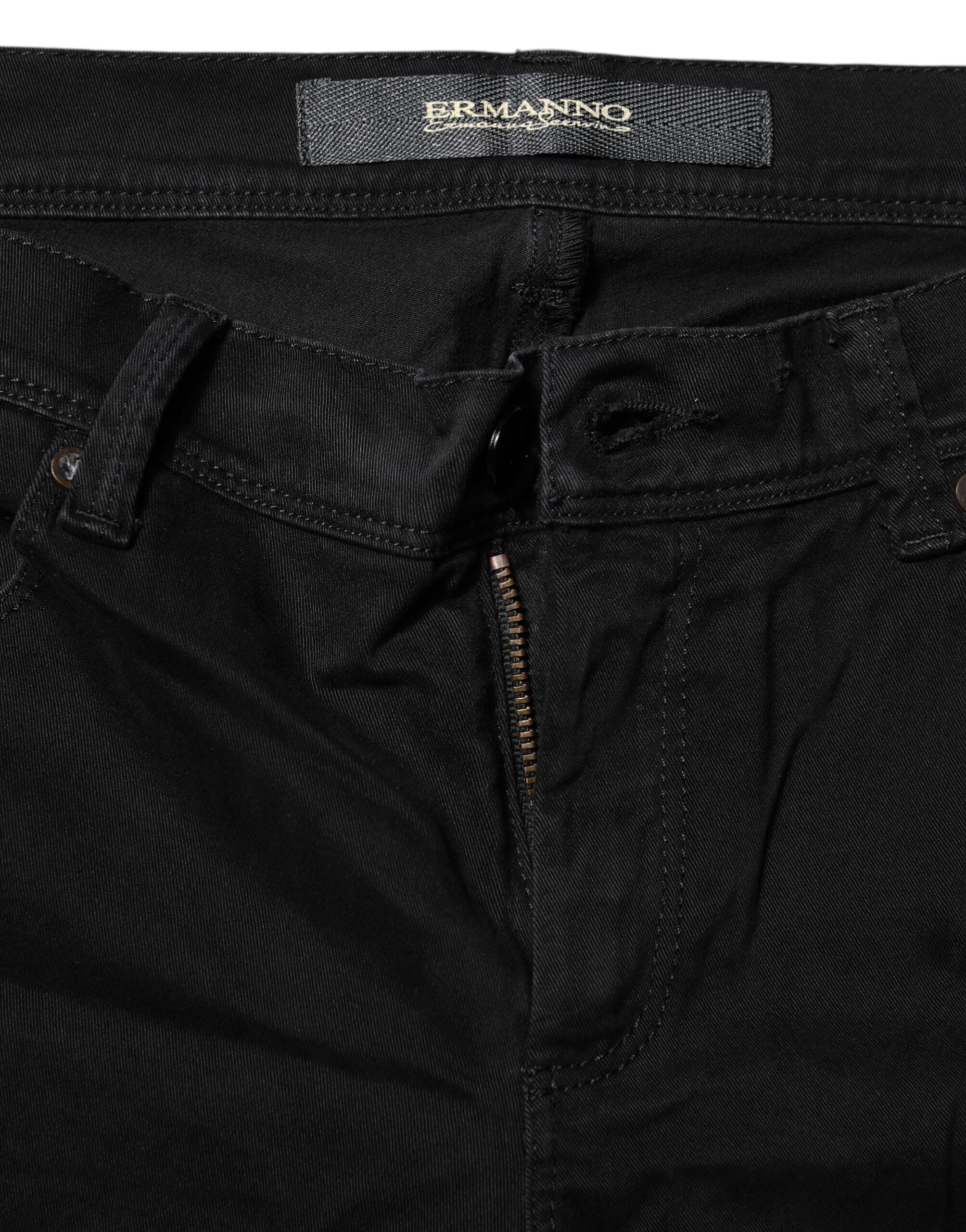 Ermanno Scervino Schwarze Cotton Stretch Bootcut Denim Jeans