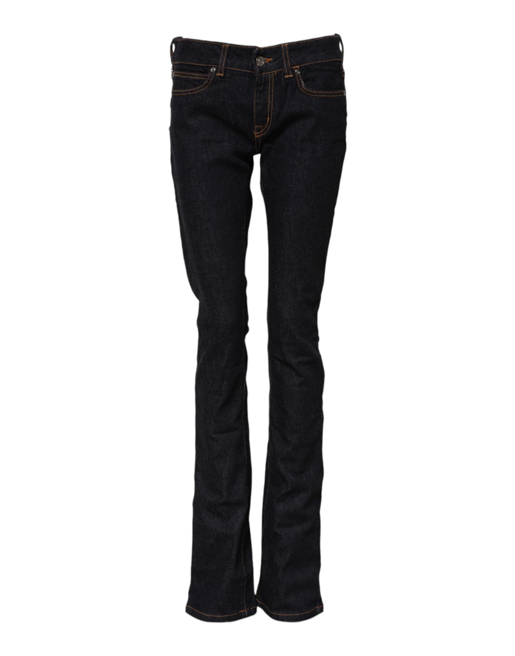 GF Ferre Dark Blue Cotton Mid-Rise Skinny Denim Jeans