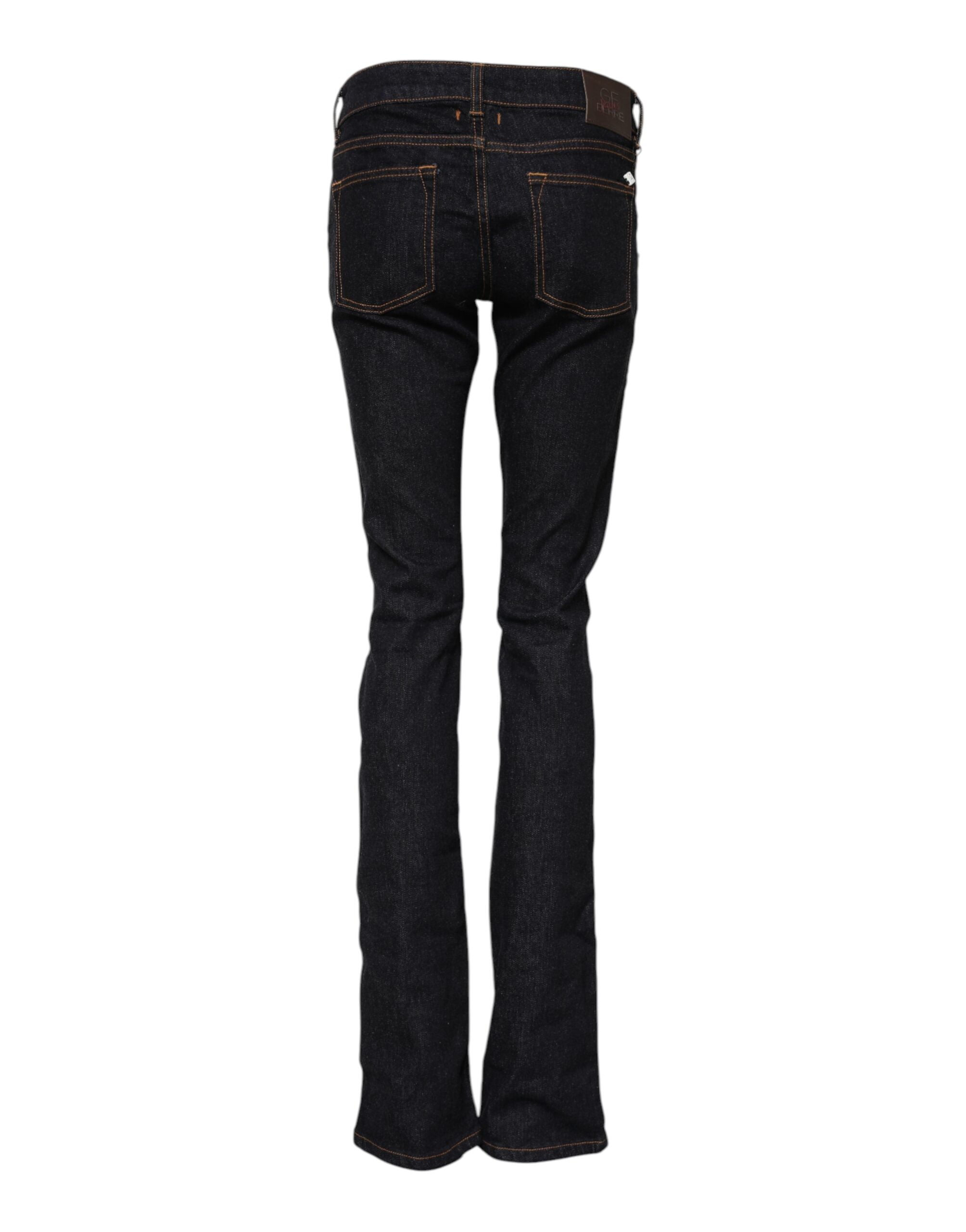 GF Ferre Dark Blue Cotton Mid-Rise Skinny Denim Jeans