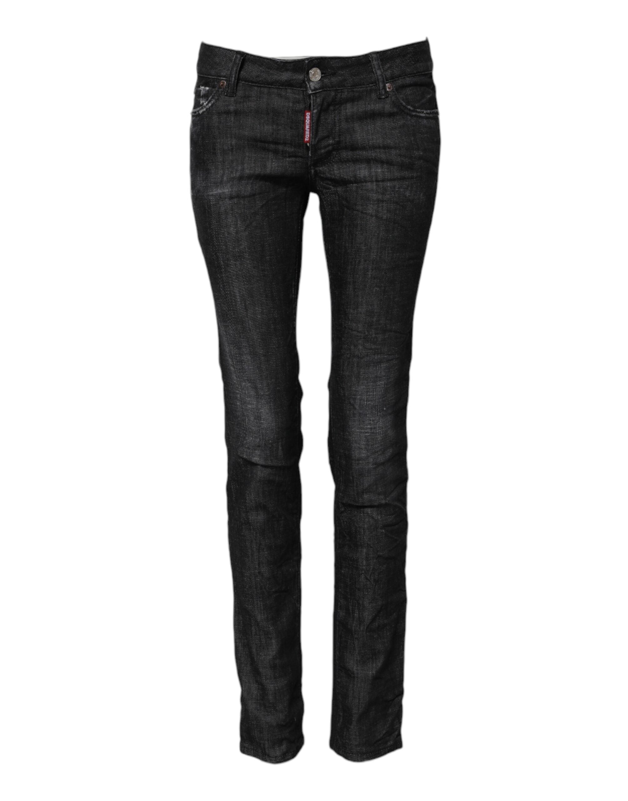 Dsquared² Black Low-Rise Skinny Denim Jeans in Cotton
