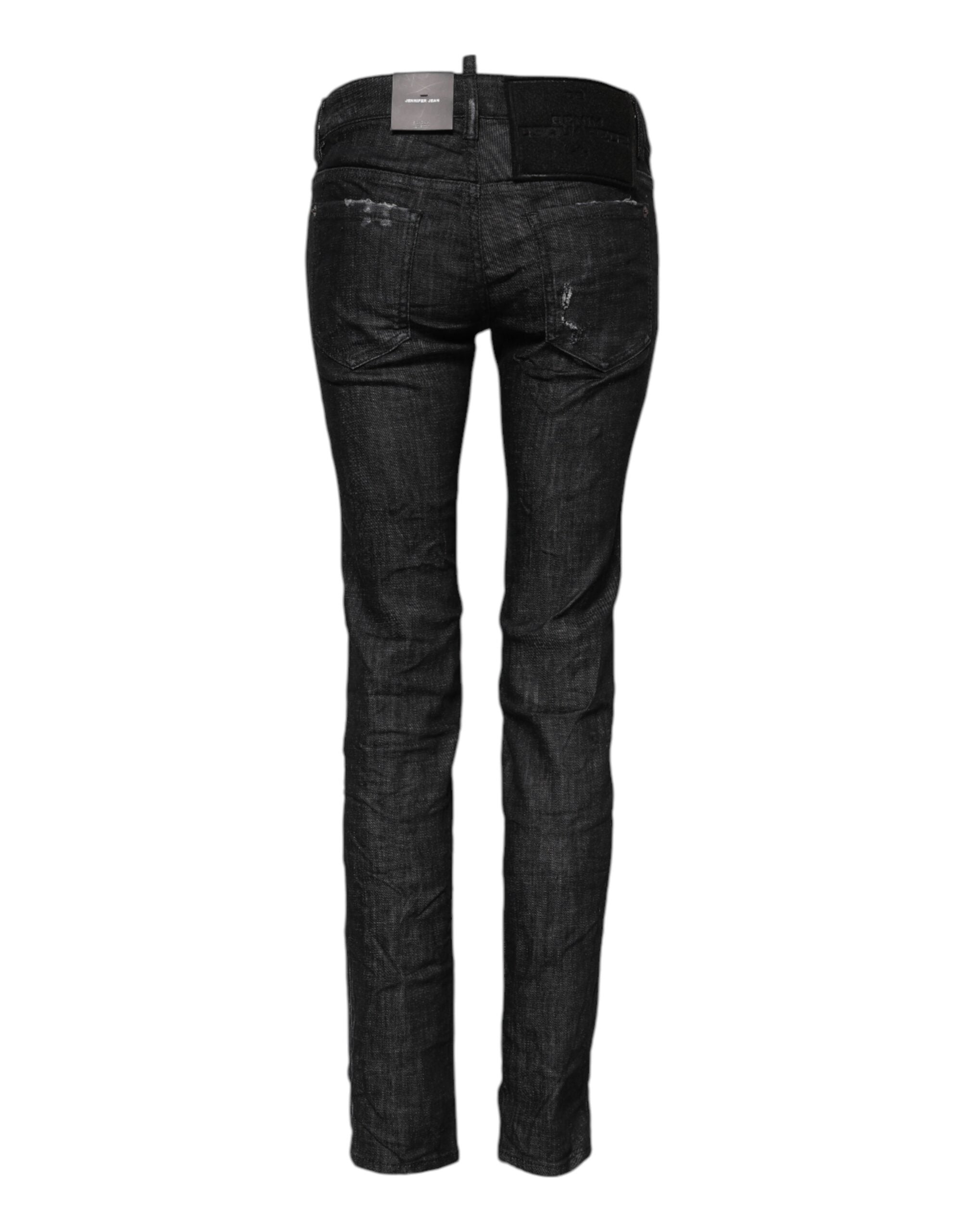 Dsquared² Black Low-Rise Skinny Denim Jeans in Cotton