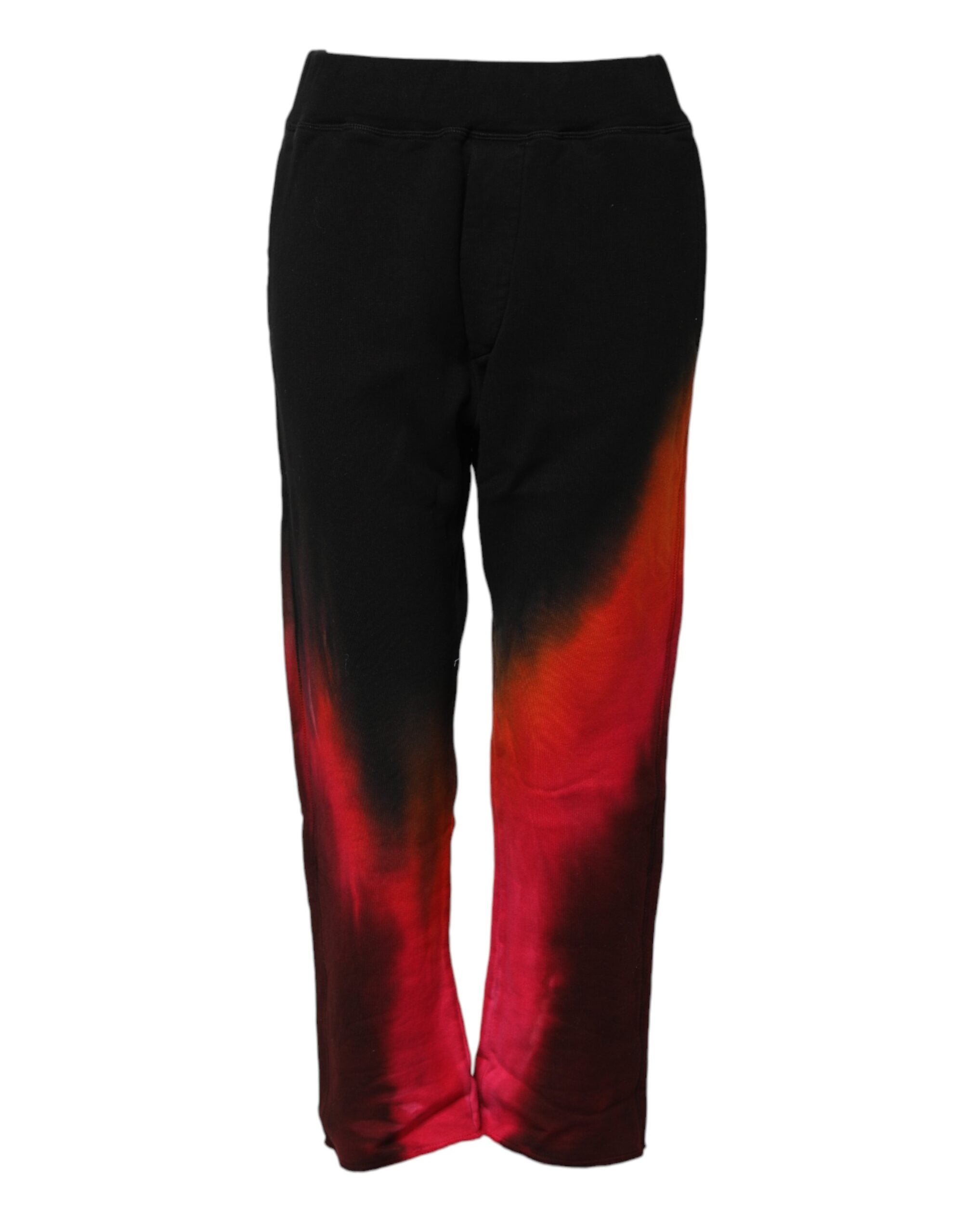 Dsquared² Black-Red Cotton Straight Fit Jogger Pants