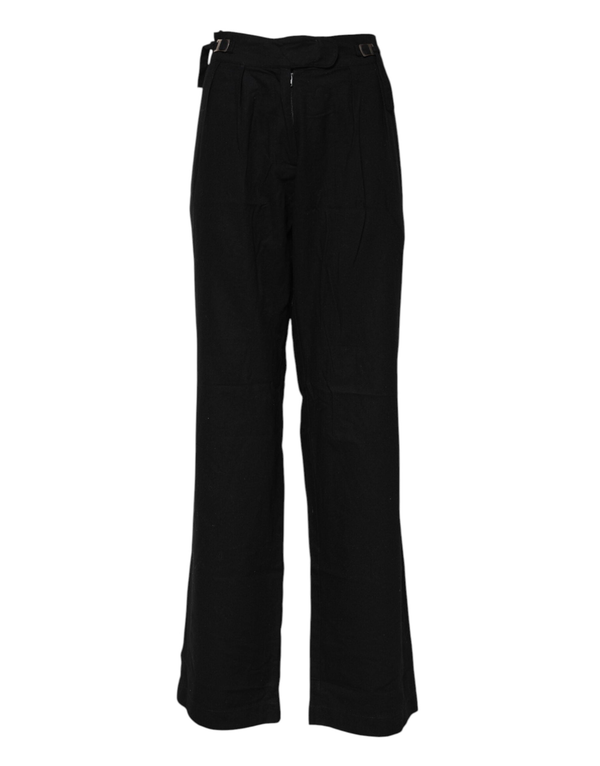 Ermanno Scervino Black High-Waist Straight Leg Trousers
