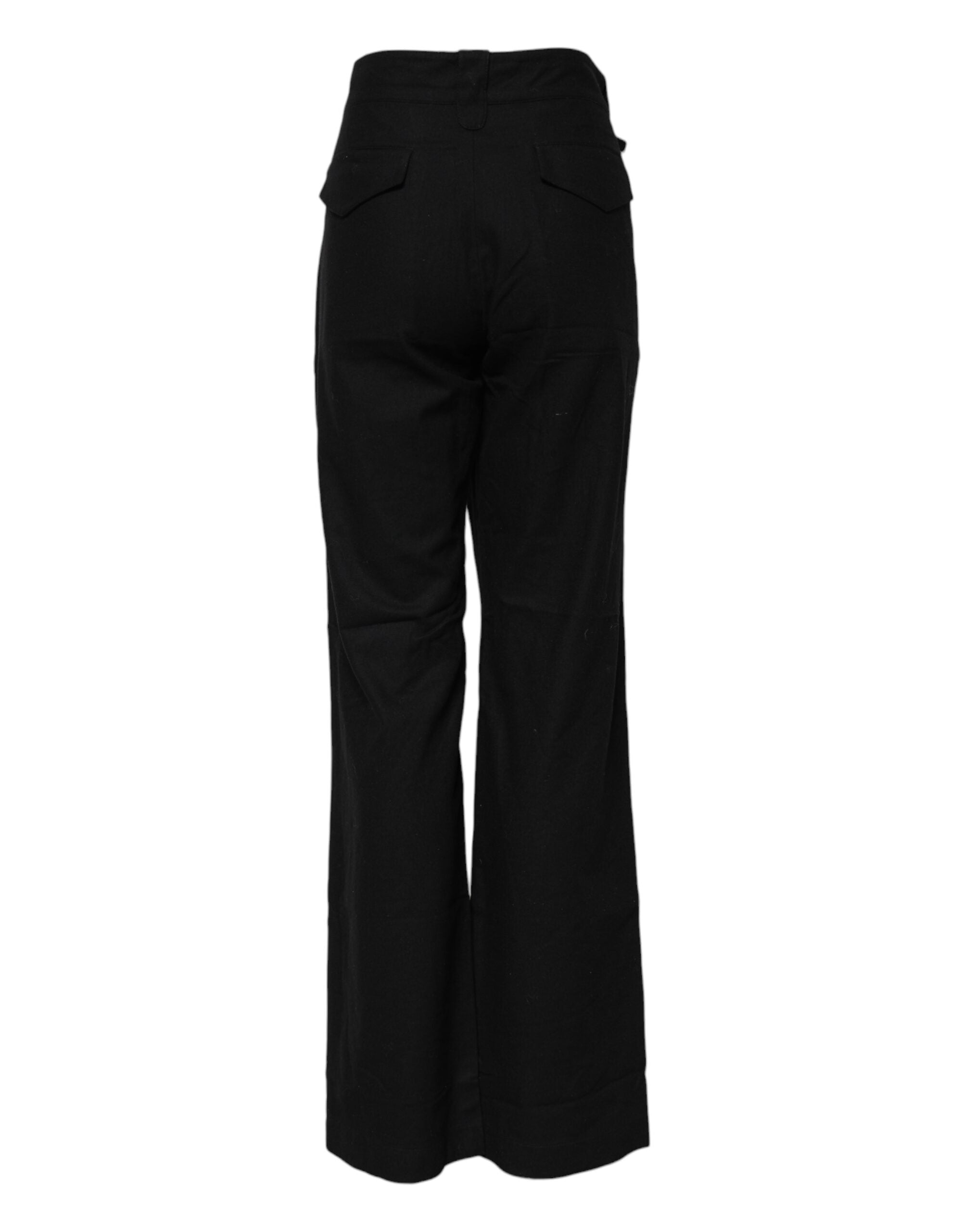 Ermanno Scervino Black High-Waist Straight Leg Trousers