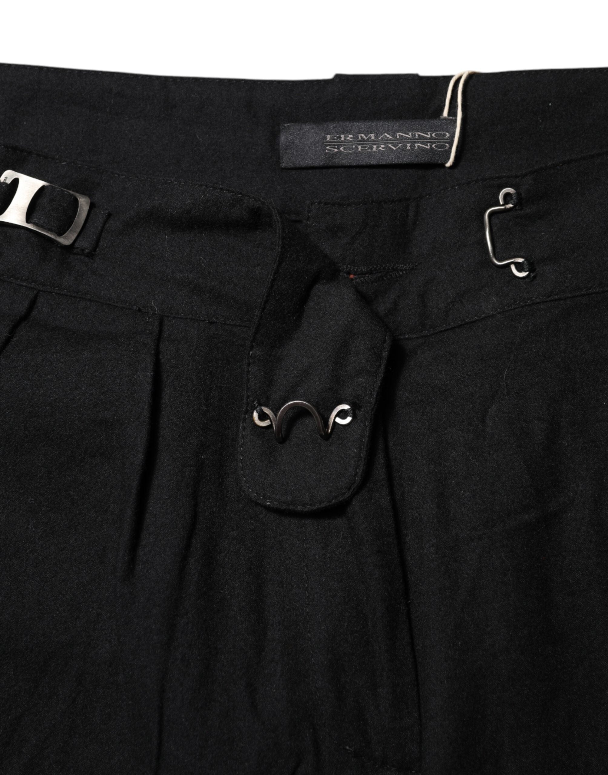 Ermanno Scervino Black High-Waist Straight Leg Trousers