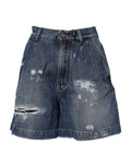 Dolce & Gabbana Bermudashorts aus zerfleddertem Denim aus blauer Baumwolle