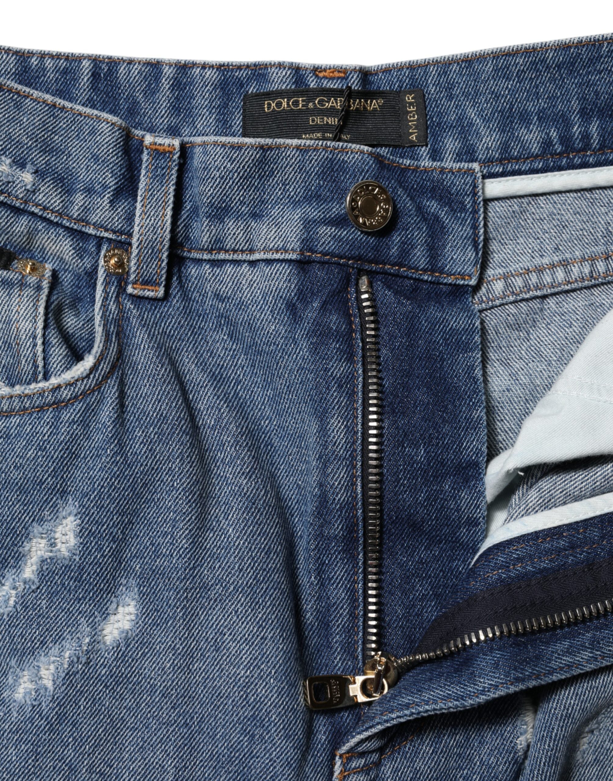 Dolce & Gabbana Women's Blue Distressed High-Waist Denim Jeans