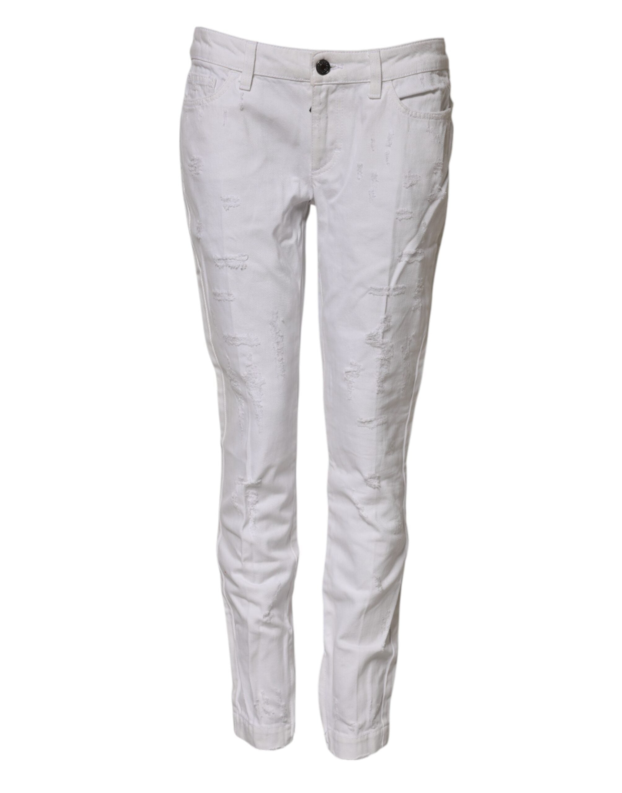 Dolce & Gabbana Weiße Denim-Jeans mit mittlerer Taille aus Baumwolle für Frauen