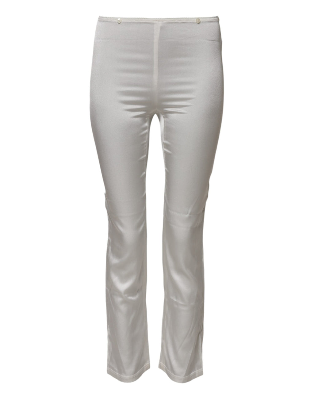 Dolce & Gabbana Ivory High-Rise Tapered Silk Trousers