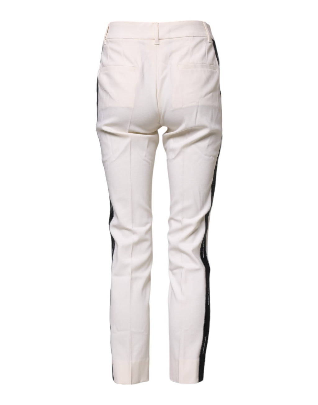 Dolce & Gabbana White High-Waisted Tapered Wool Trousers