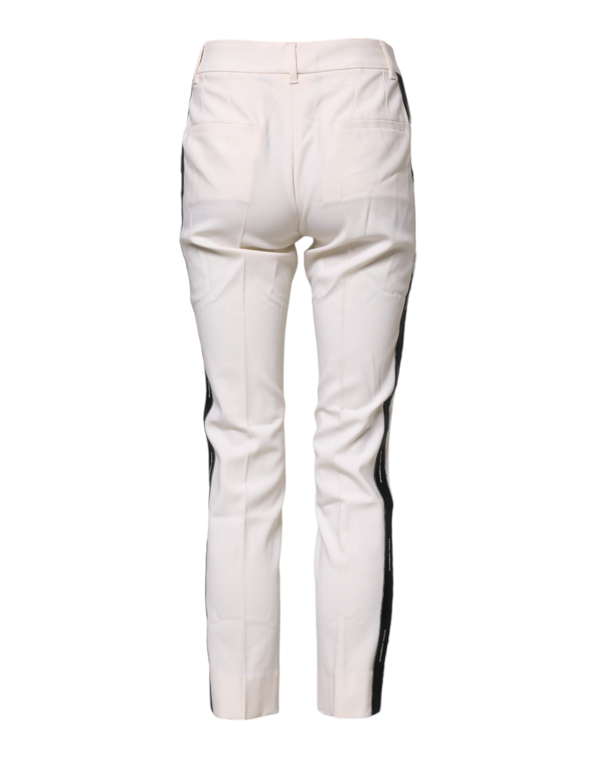 Dolce & Gabbana White High-Waisted Tapered Wool Trousers