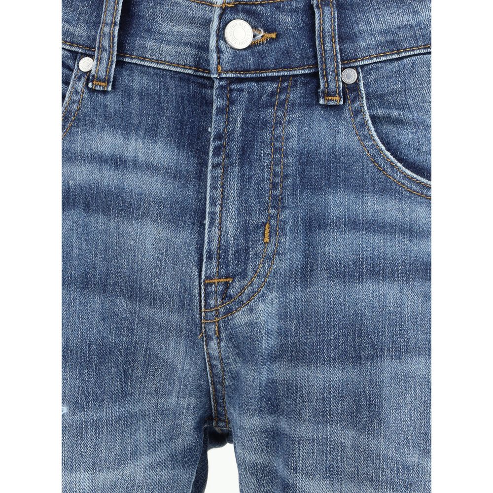 7FOR Straight-leg blue cotton jeans