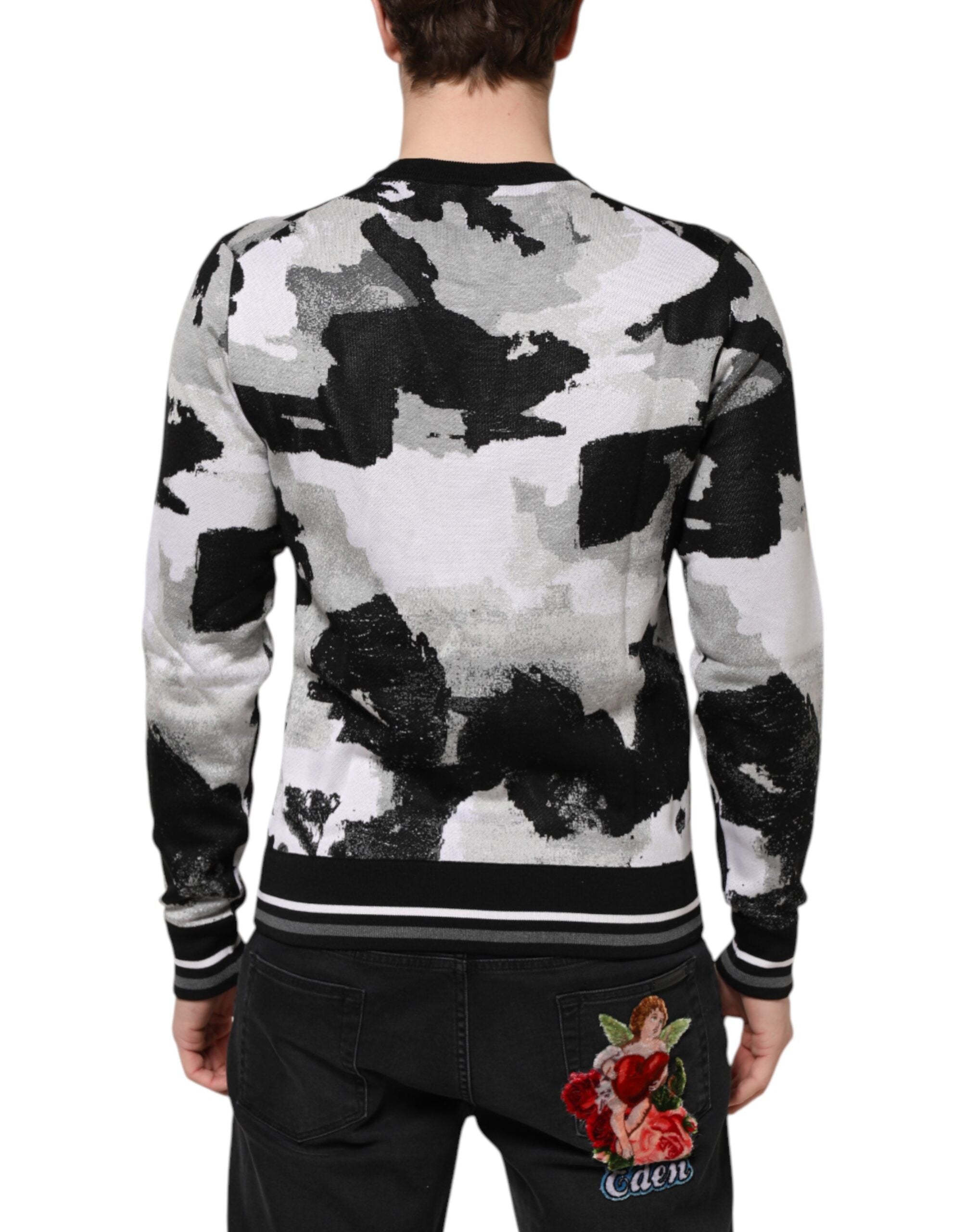 Dolce & Gabbana Multicolor Silk Camouflage Sweater