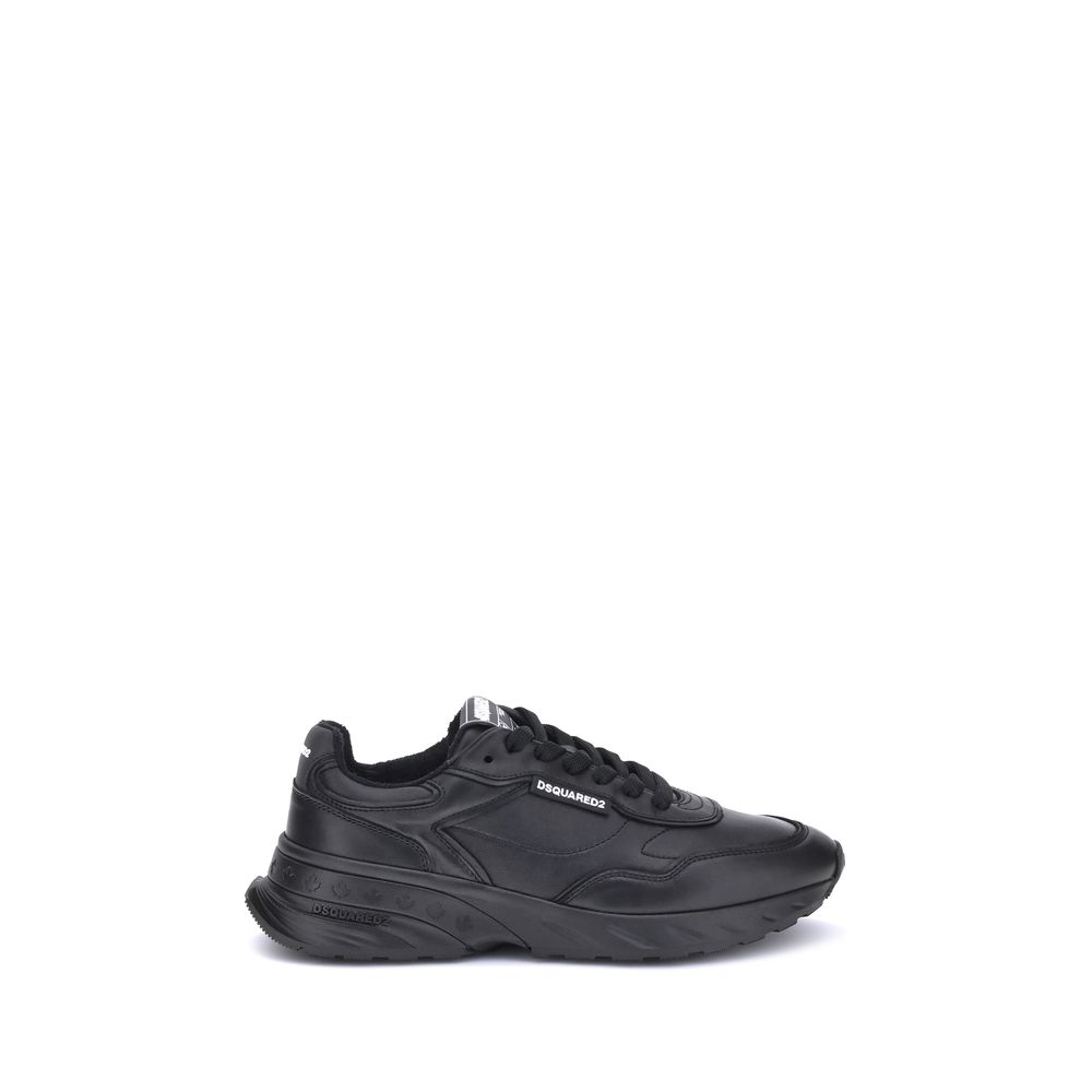 Dsquared² Schwarze Sneaker aus Kalbsleder Bos Taurus