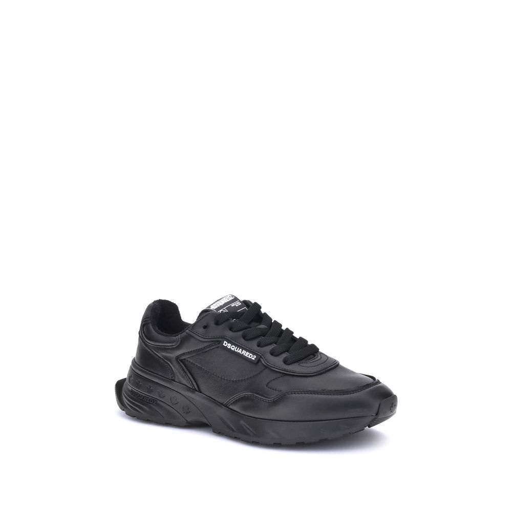 Dsquared² Schwarze Sneaker aus Kalbsleder Bos Taurus