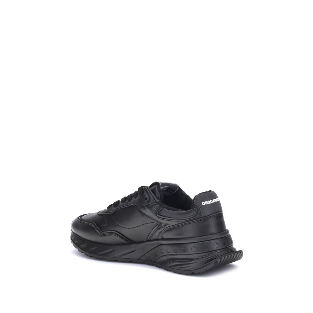 Dsquared² Schwarze Sneaker aus Kalbsleder Bos Taurus