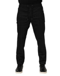 Dolce & Gabbana Schwarz gestreifte Herren-Joggerhose aus Wolle
