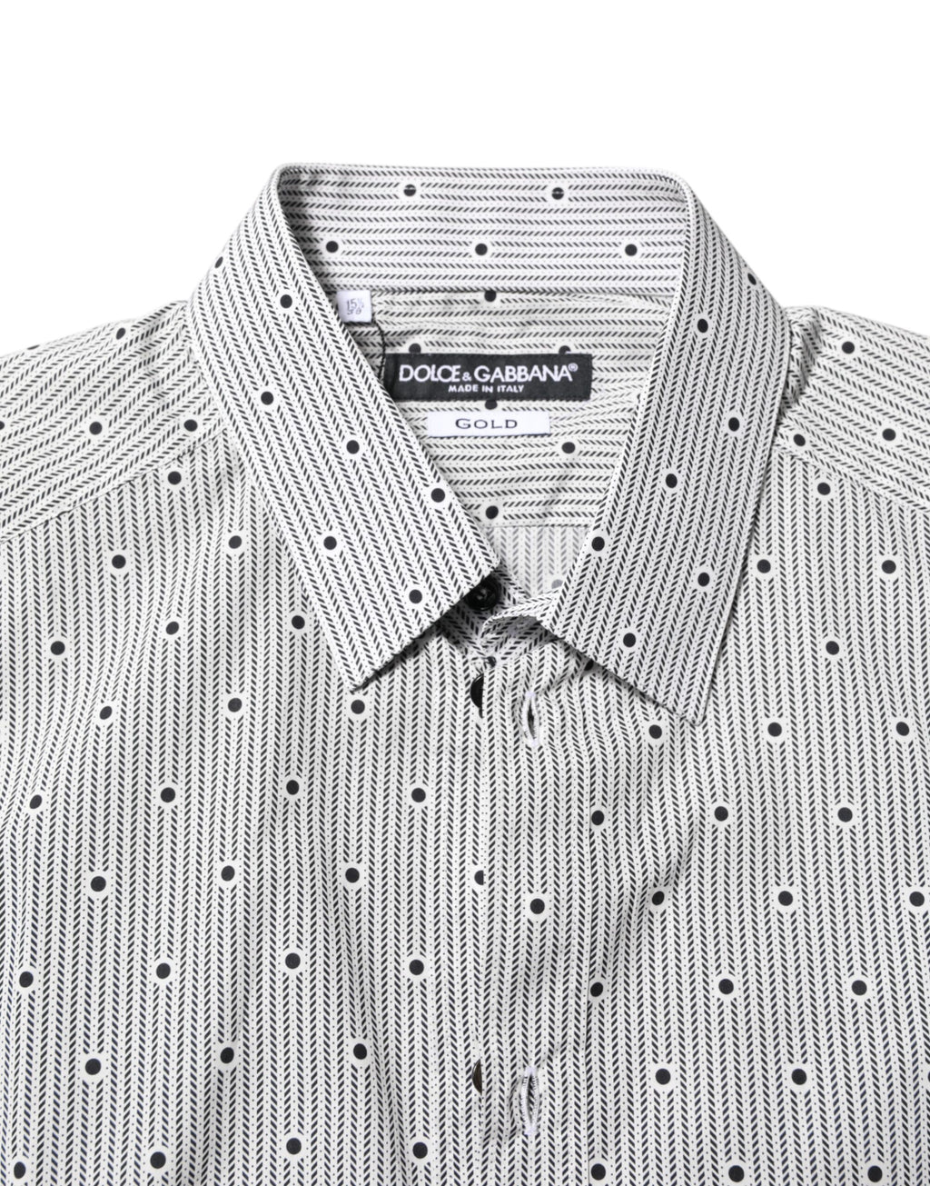 Dolce & Gabbana Grey Polka Dot Semi-Fitted GOLD Men's Formal Shirt