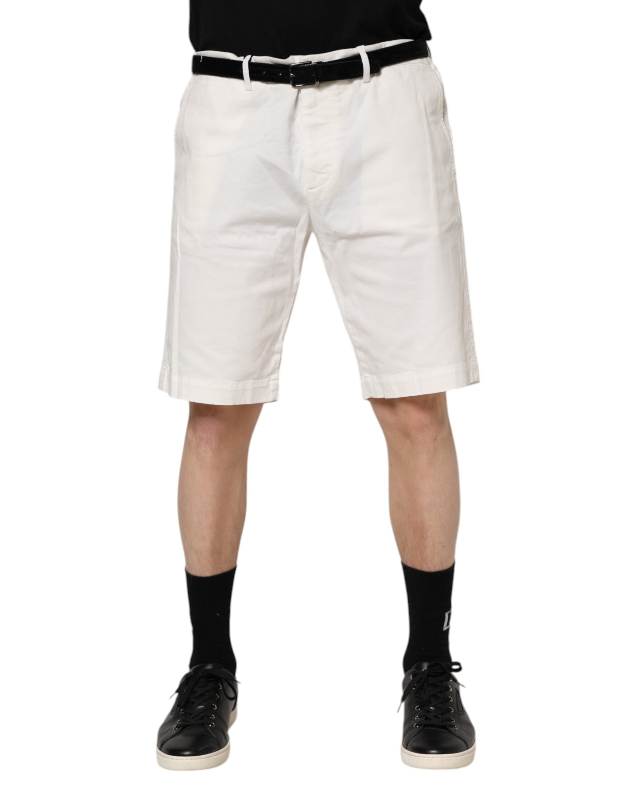 Dolce & Gabbana White Cotton Stretch Chinos Men's Casual Shorts