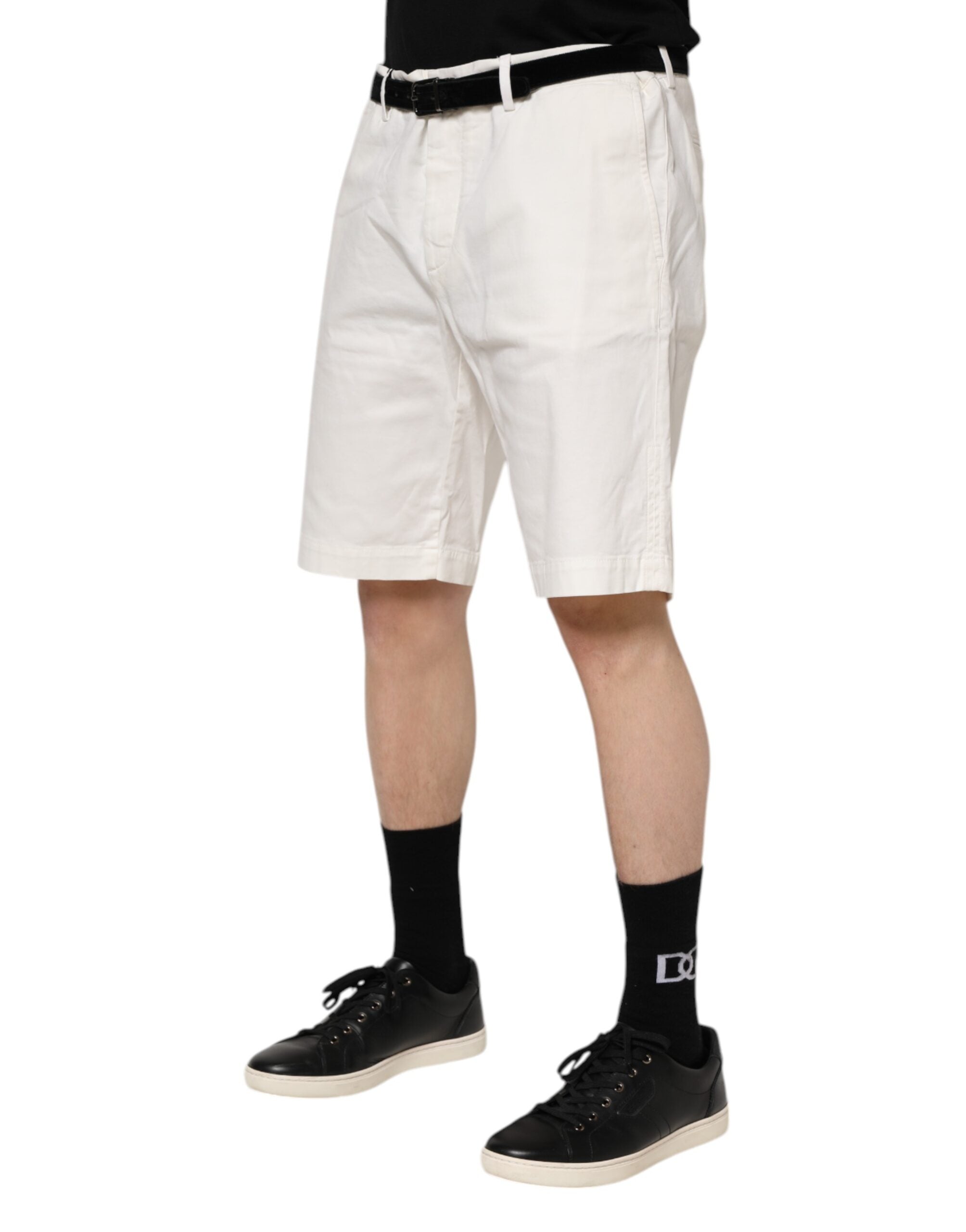 Dolce & Gabbana White Cotton Stretch Chinos Men's Casual Shorts