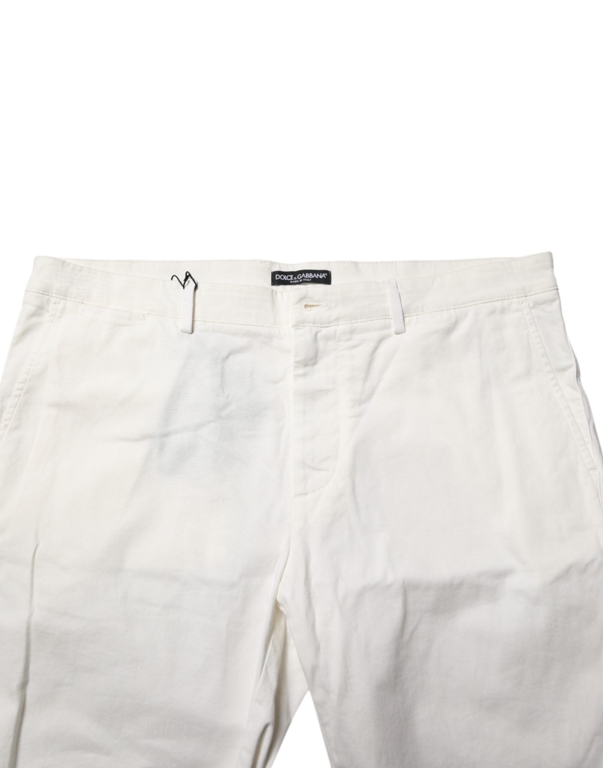 Dolce & Gabbana White Cotton Stretch Chinos Men's Casual Shorts