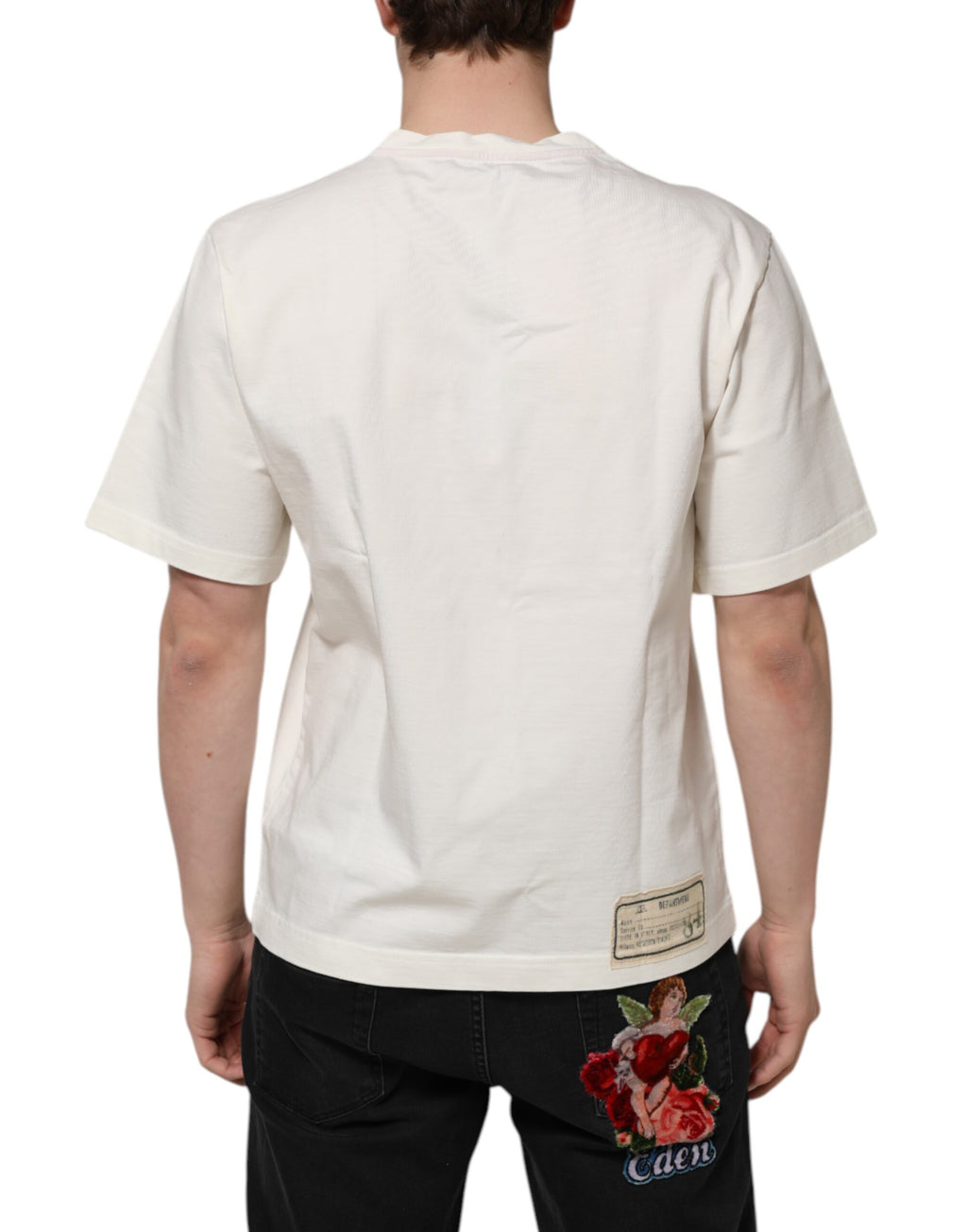 Dolce & Gabbana Weiß Liebe Frieden Baumwolle Männer Rundhals T-Shirt