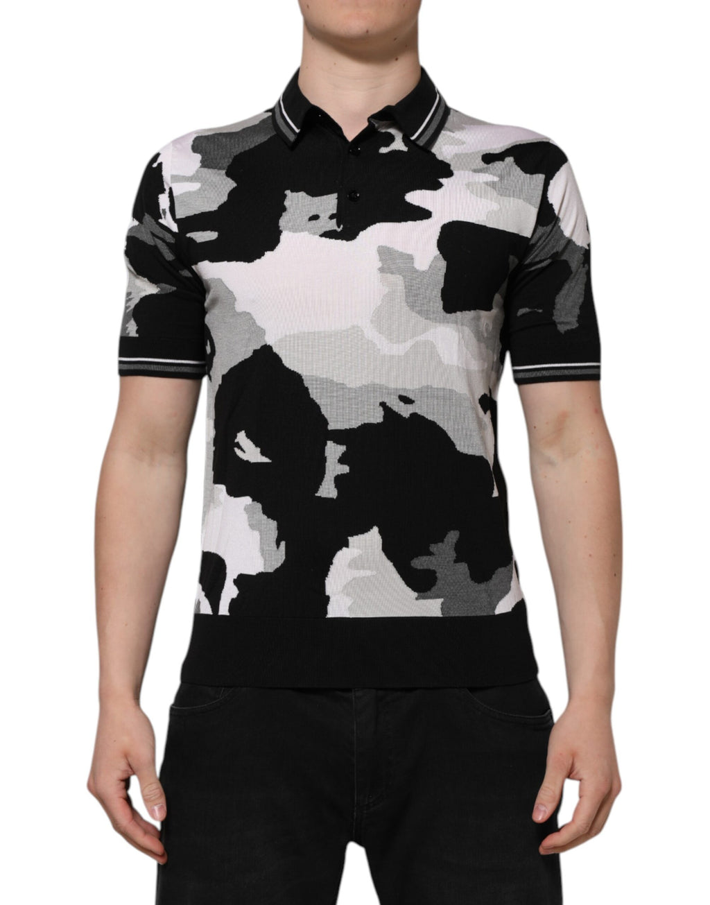 Dolce & Gabbana Multicolor Camouflage Polo Shirt with Collar