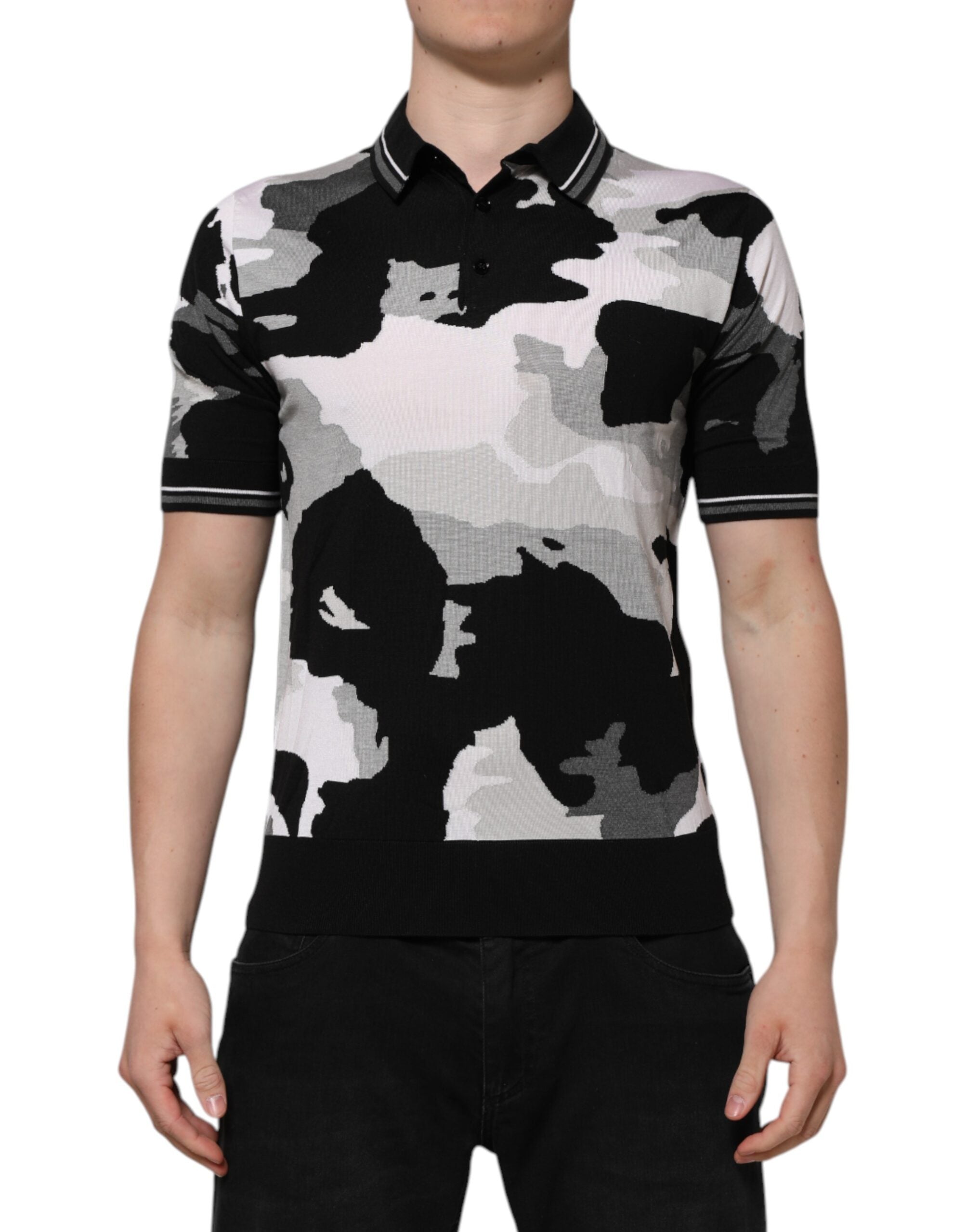 Dolce & Gabbana Multicolor Camouflage Polo Shirt with Collar