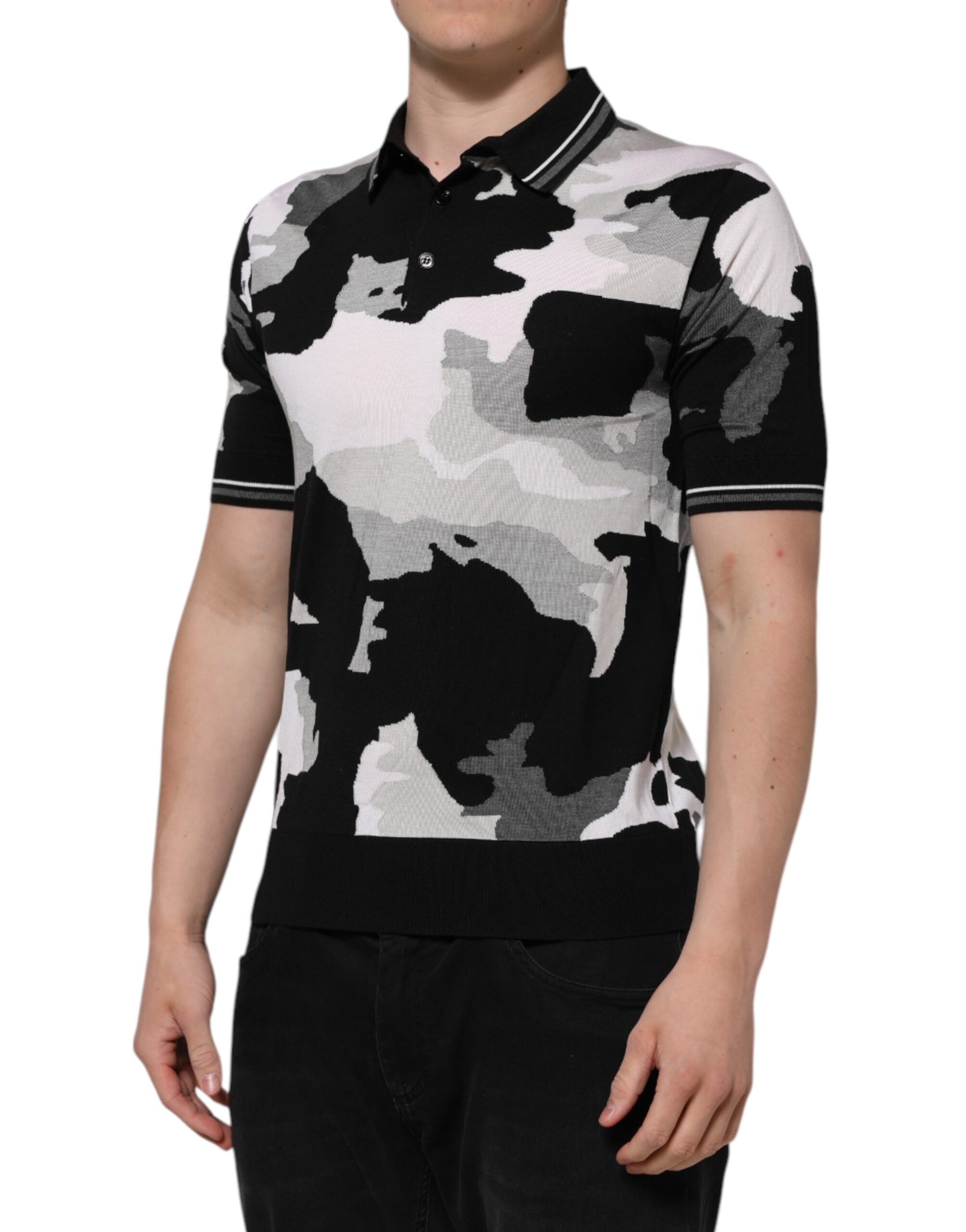Dolce & Gabbana Multicolor Camouflage Polo Shirt with Collar