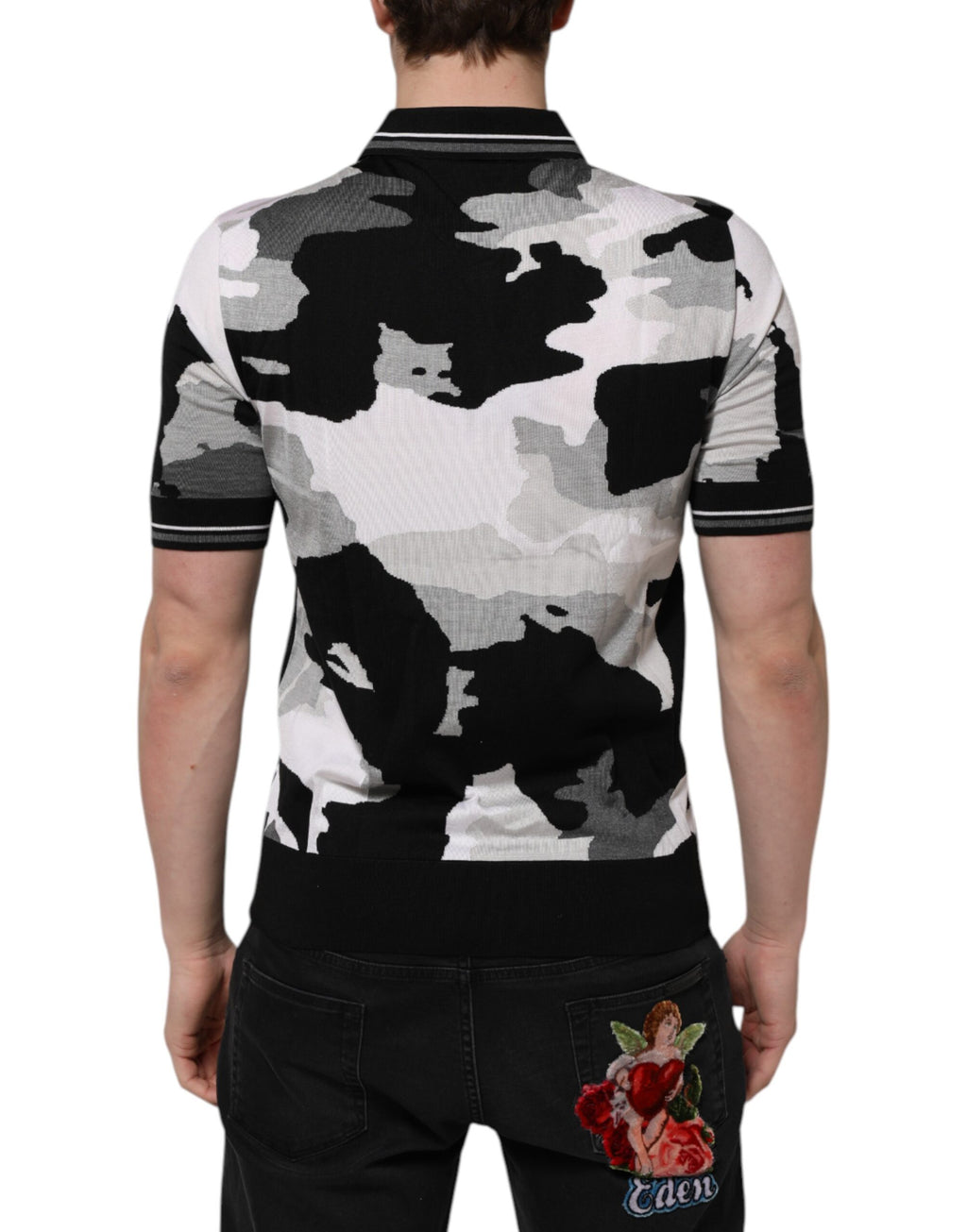 Dolce & Gabbana Multicolor Camouflage Polo Shirt with Collar