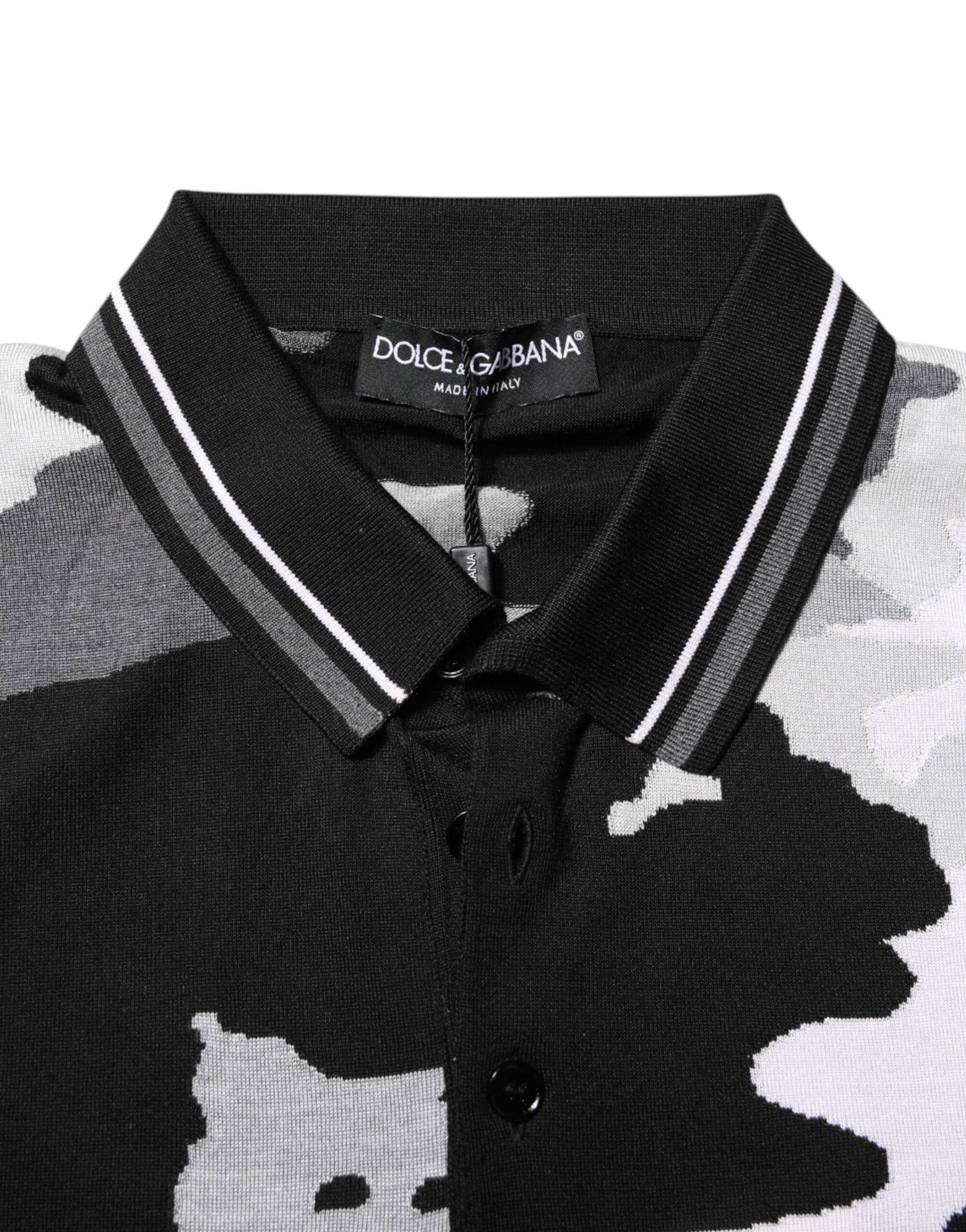 Dolce & Gabbana Multicolor Camouflage Polo Shirt with Collar